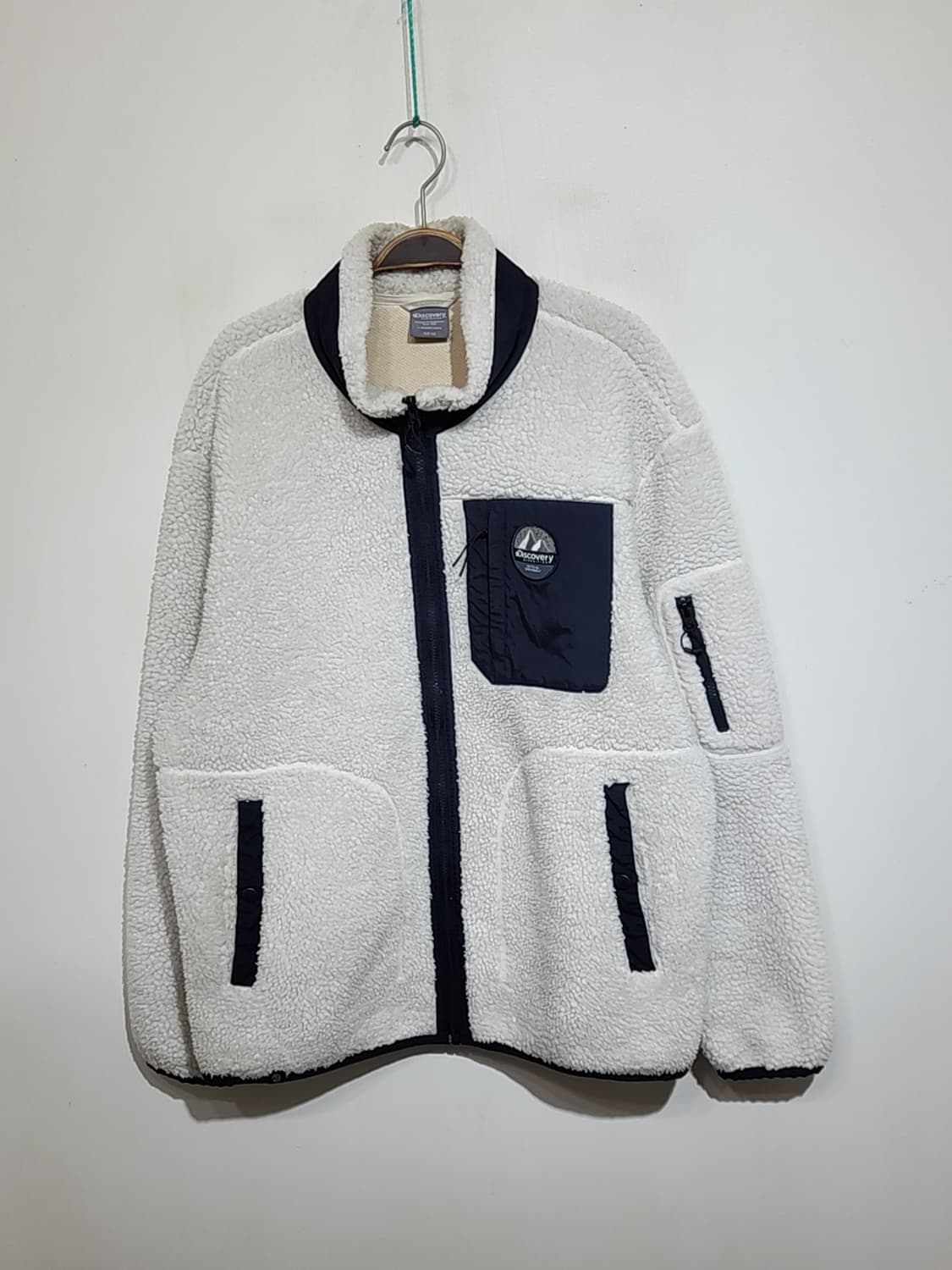 디스커버리 플리스 점퍼 화이트 뽀글이 빅사이즈 후리스 자켓  상품이미지1