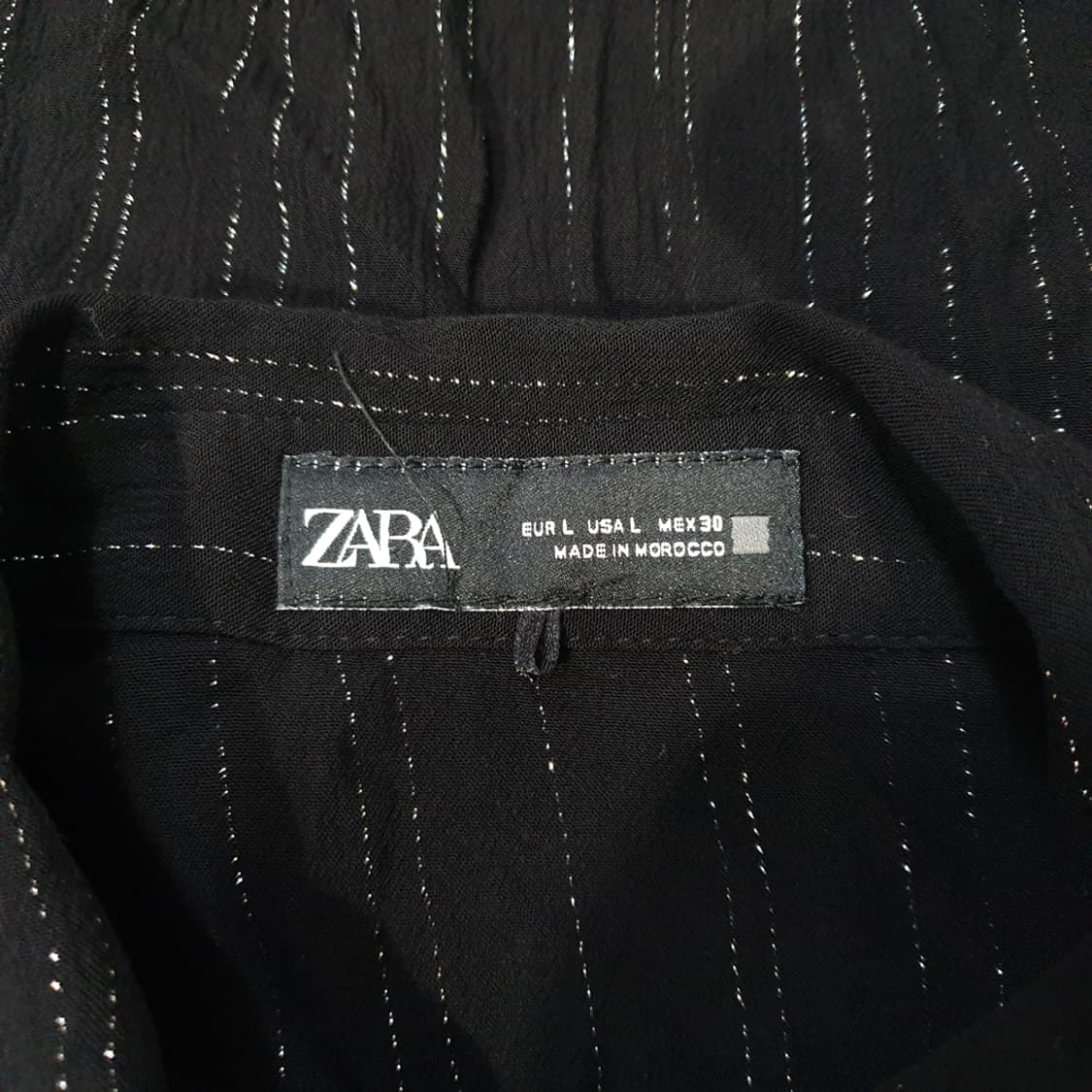 자라 메탈릭 얀 스트라이프 셔츠 L 상품이미지4