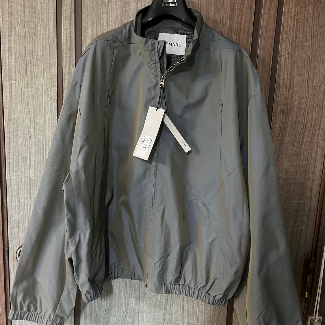 [새상품] 르마드 투톤 로우컷 밴딩 숏 자켓 그레이쉬 블루 상품이미지4