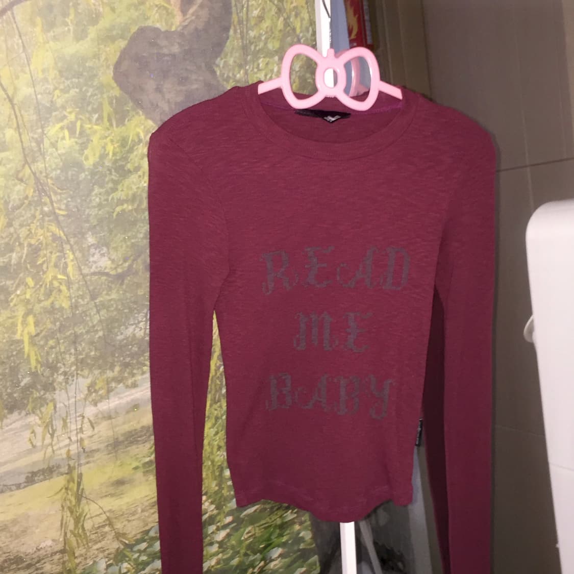 디어스토커 버건디 롱슬리브🖤 딱붙핏 고딕 펑크 y2k 갸루 상품이미지1