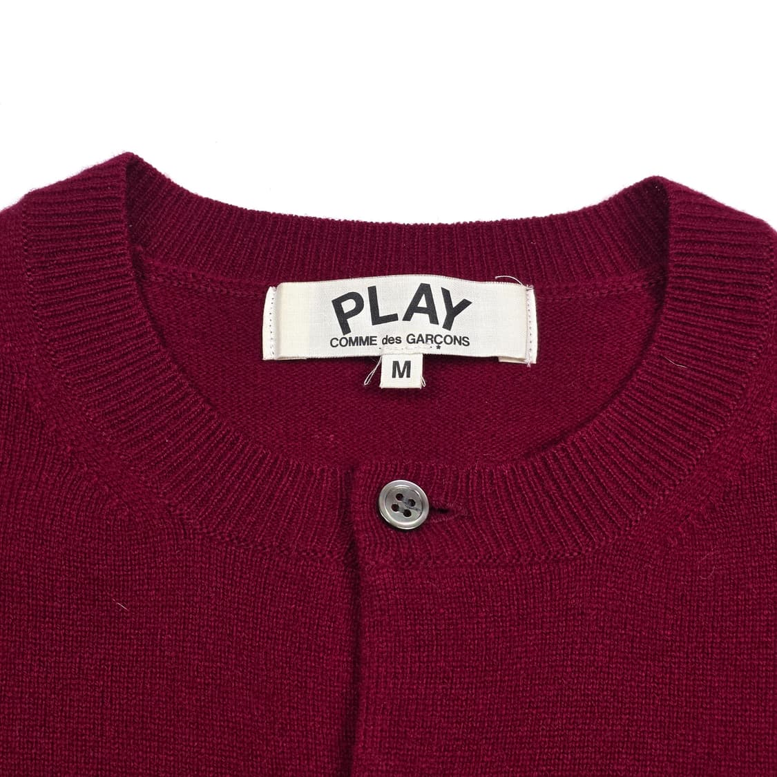 꼼데가르송 플레이 여성 라운드넥 더블와펜 가디건 버건디 상품이미지4