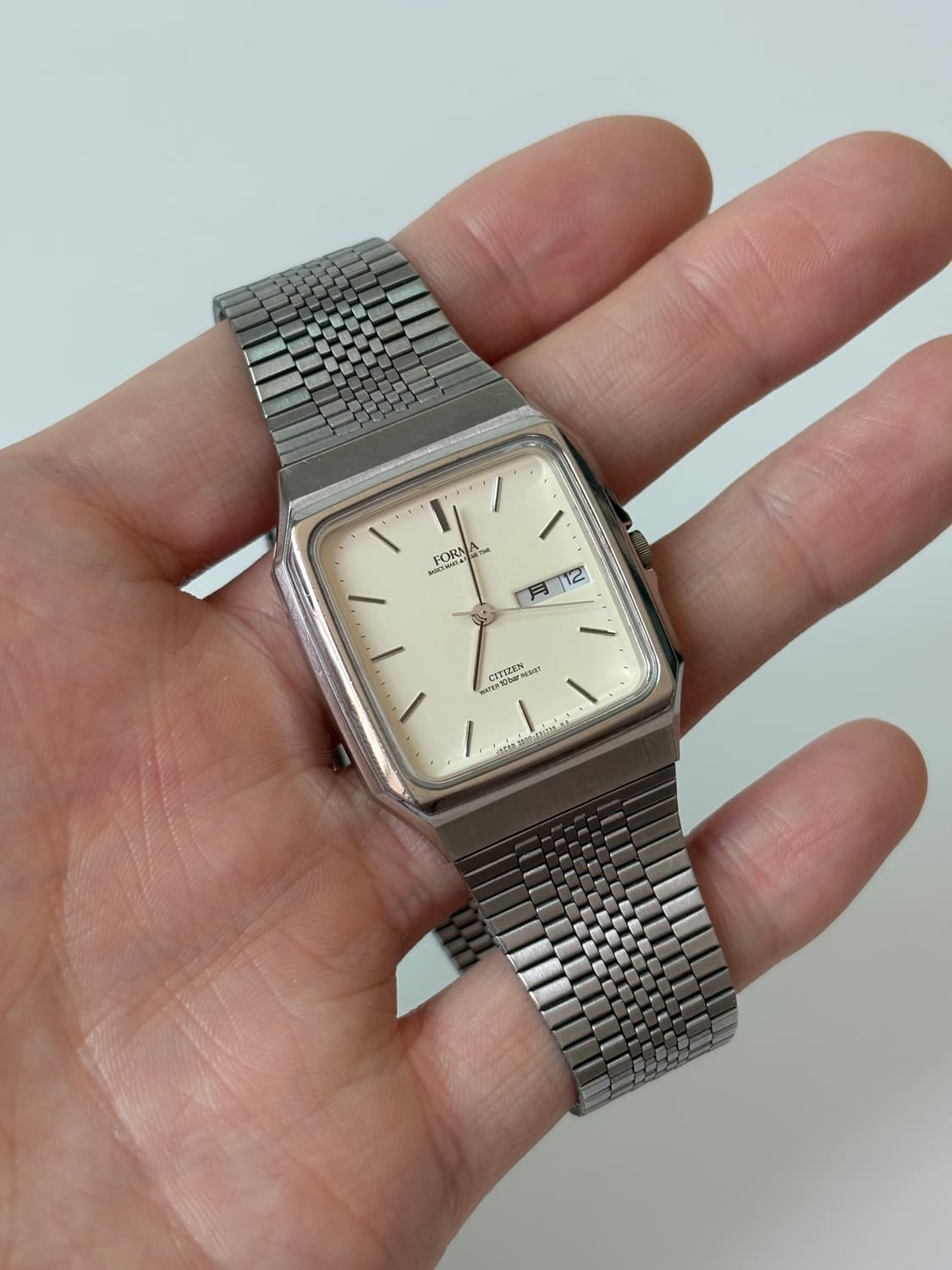 시티즌 1990년대 Forma 크림 다이얼 실버 스퀘어 쿼츠 남성 상품이미지1