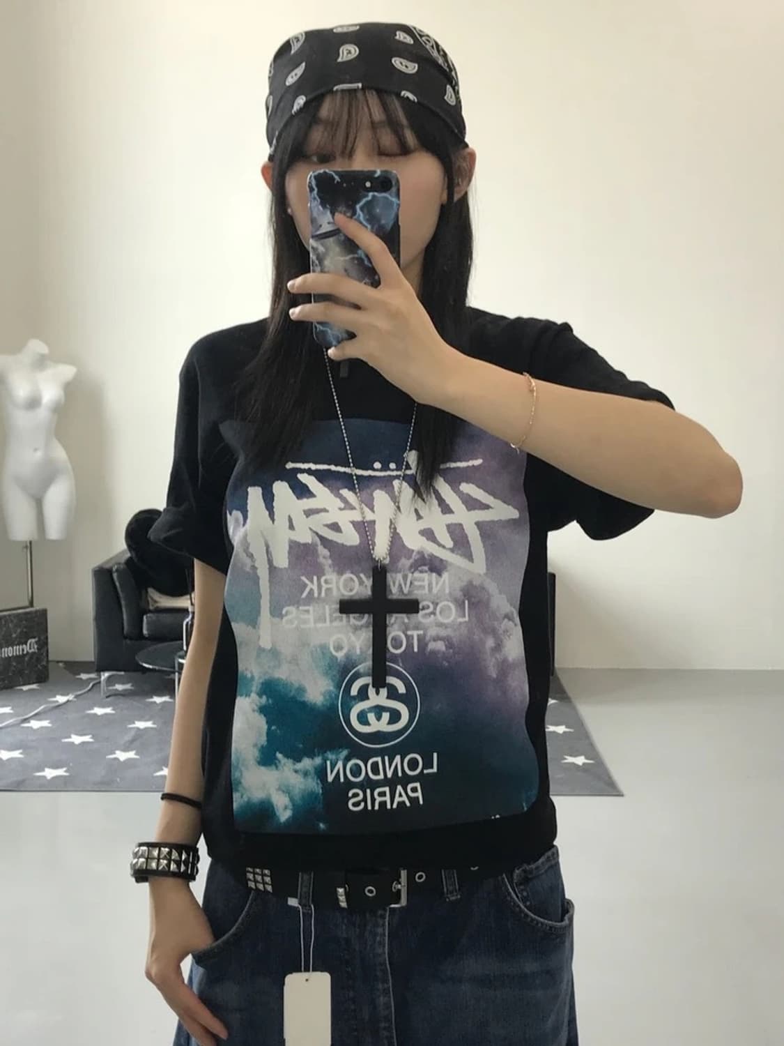 00s 스투시 STUSSY 월드투어 클라우드 반팔 티셔츠  상품이미지2
