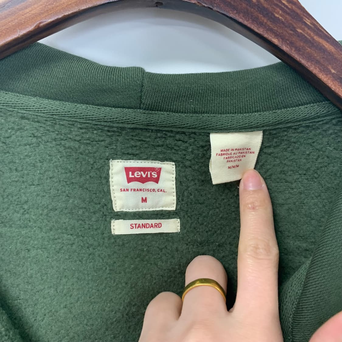 리바이스 자수로고 카키 후드집업 상품이미지6