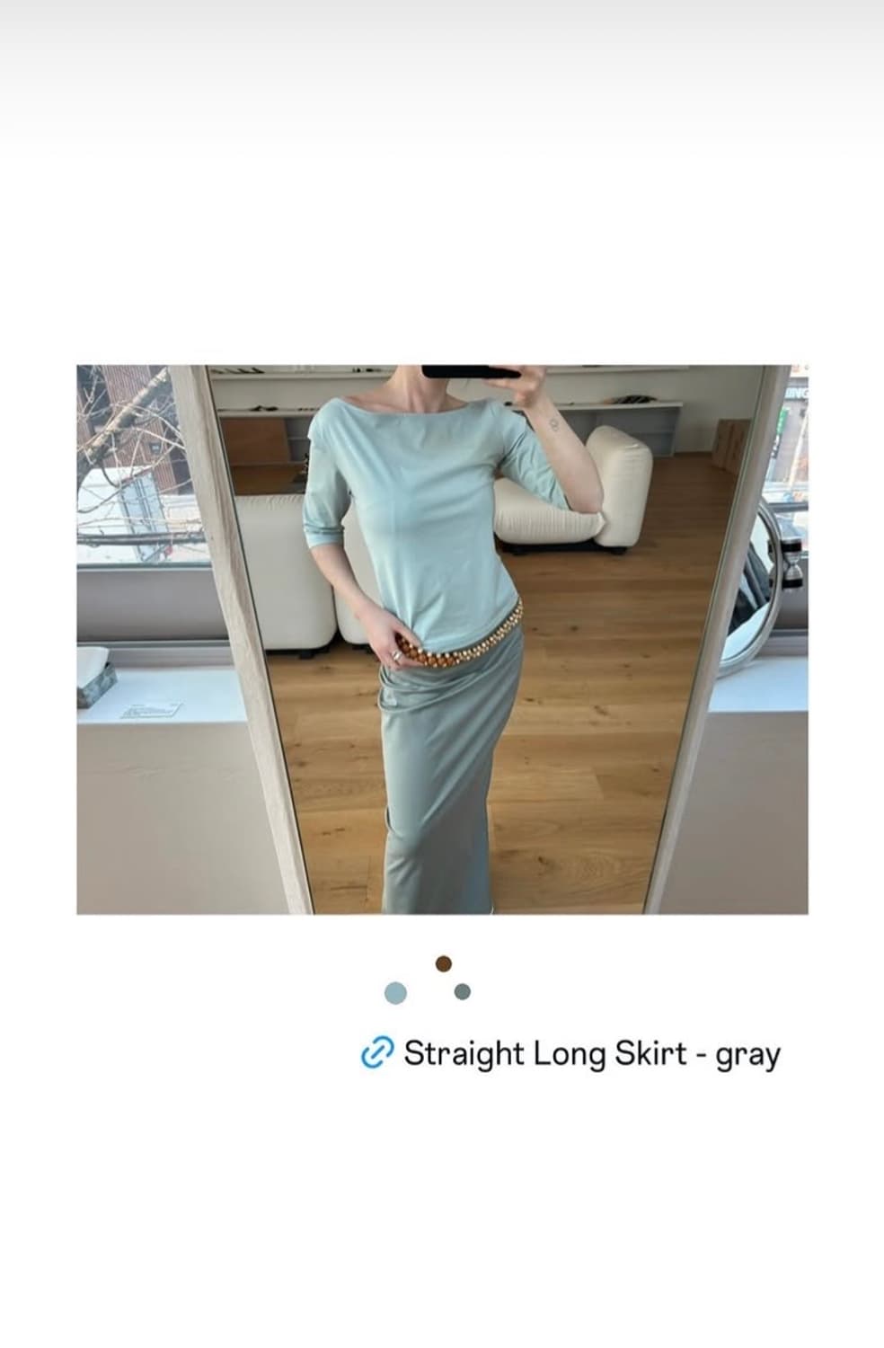 브리즈아카이브 스트레이트 롱 스커트 그레이 상품이미지1