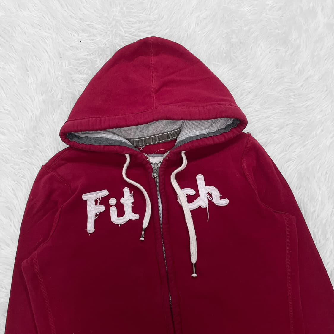 아베크롬비 피치 로고 후드집업 버건디 레드 상품이미지3