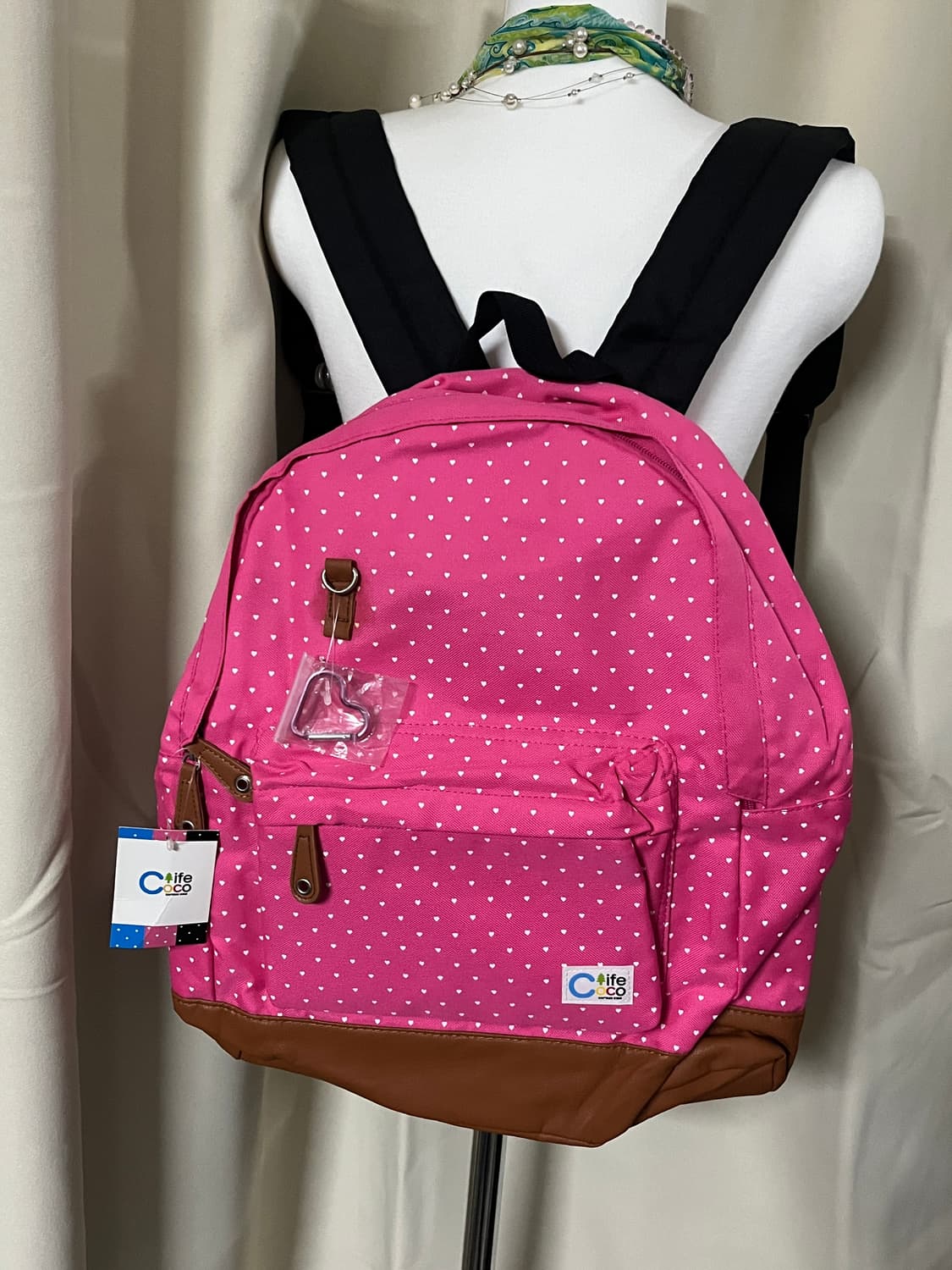 핫핑크 하트도트 백팩💕 상품이미지7