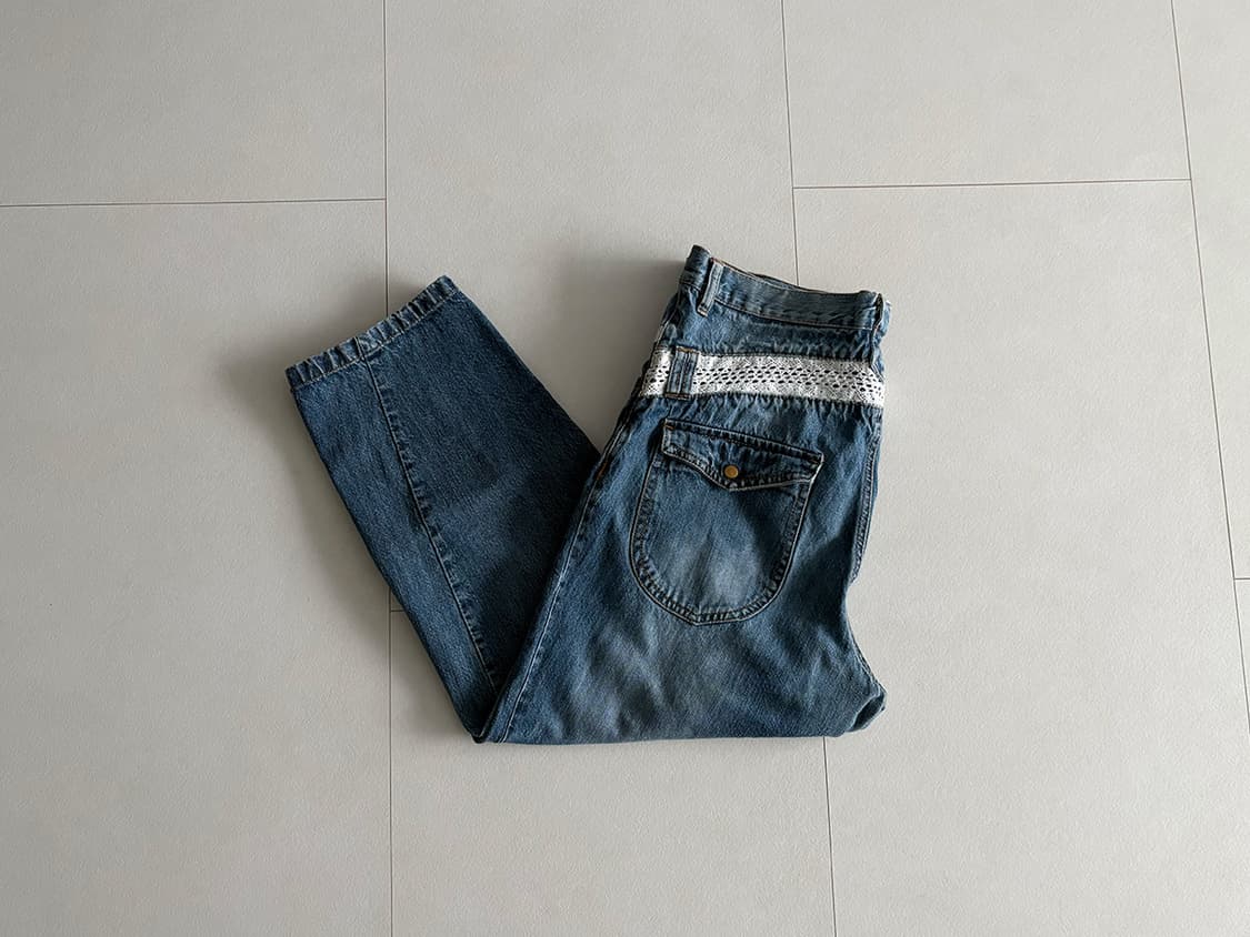 lace baggy denim pants 상품이미지1