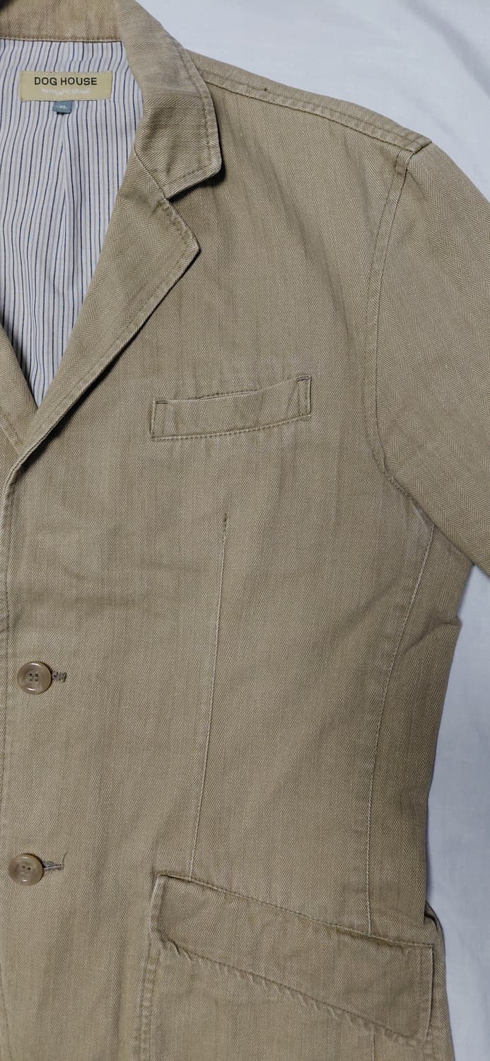 할인!! (XL) DOG HOUSE 빈티지 베이지 코튼 린넨 블레이저 상품이미지1