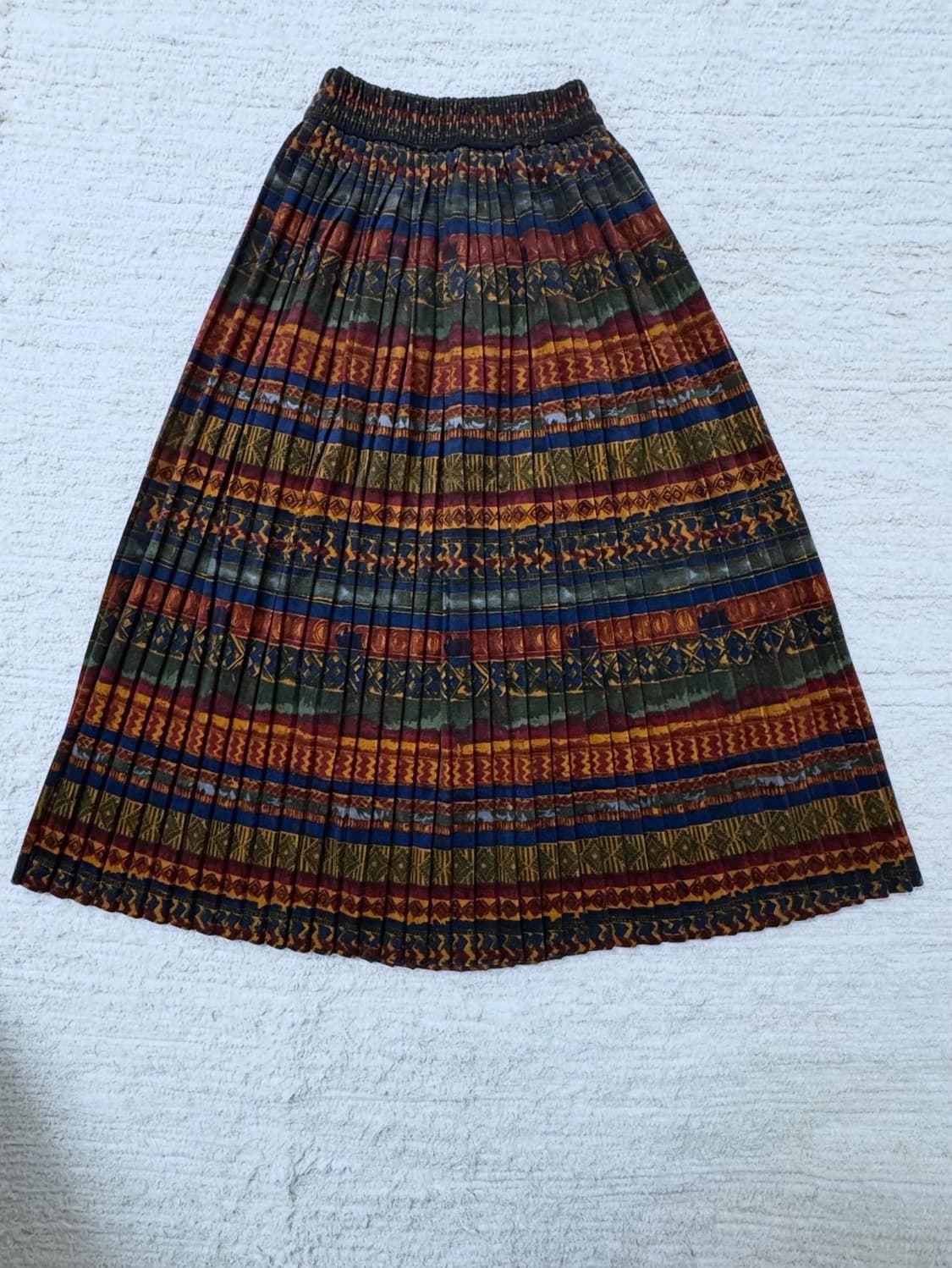 •Vintage 히피스타일 패턴 플리츠 롱 스커트 상품이미지1