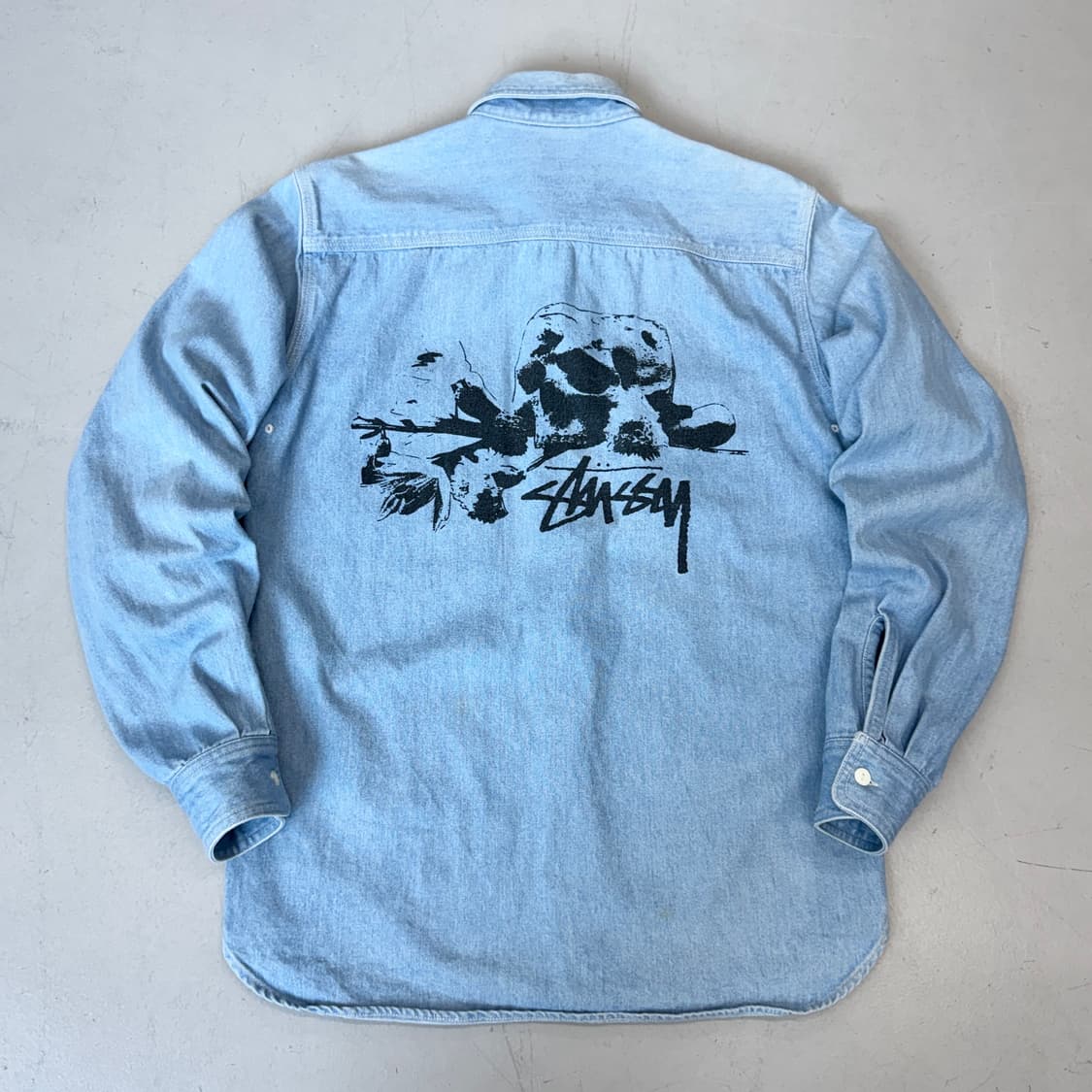 스투시 스컬 해골 빅로고 데님셔츠 상품이미지3