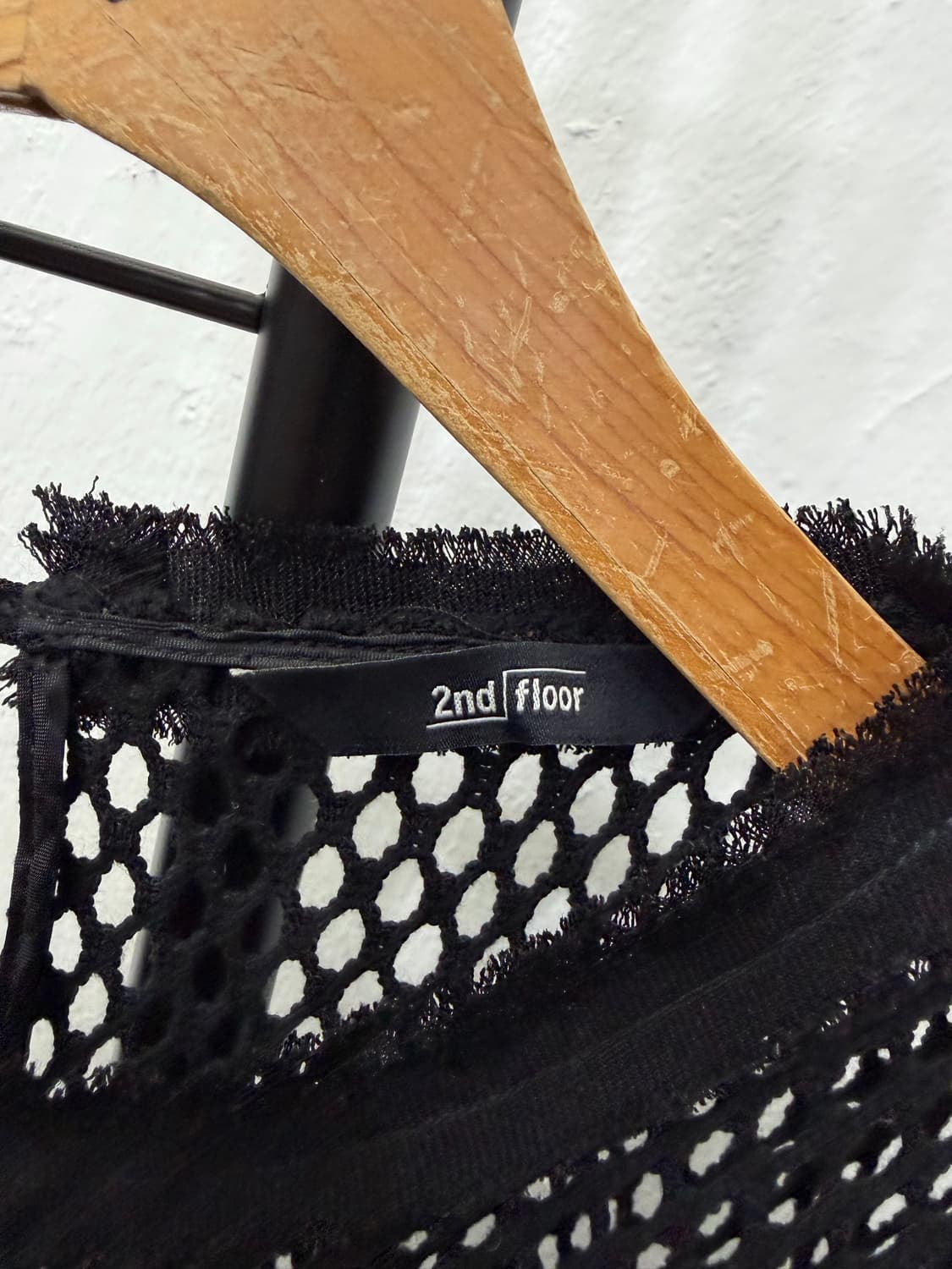 정품) 세컨플로어 한섬 블랙 망사 반팔 티셔츠 82 상품이미지7