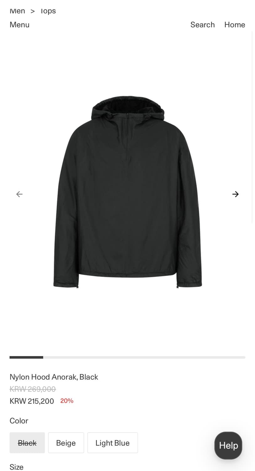 [새상품] 아모멘토 나일론 후드 아노락 블랙 m 상품이미지1