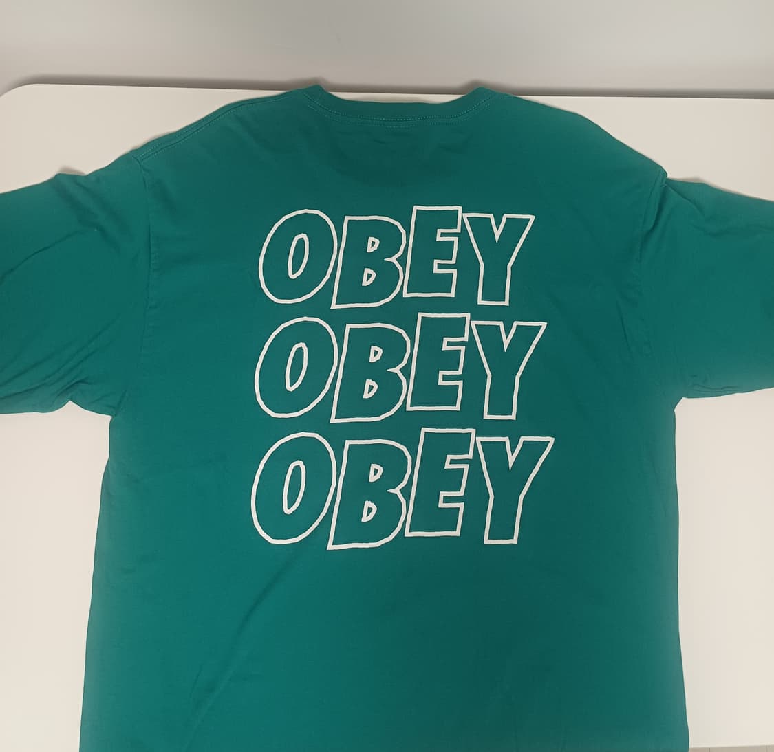 오베이(OBEY) 아이즈 전면 로고  3줄 백로고 반팔 티셔츠 (그린) 상품이미지7