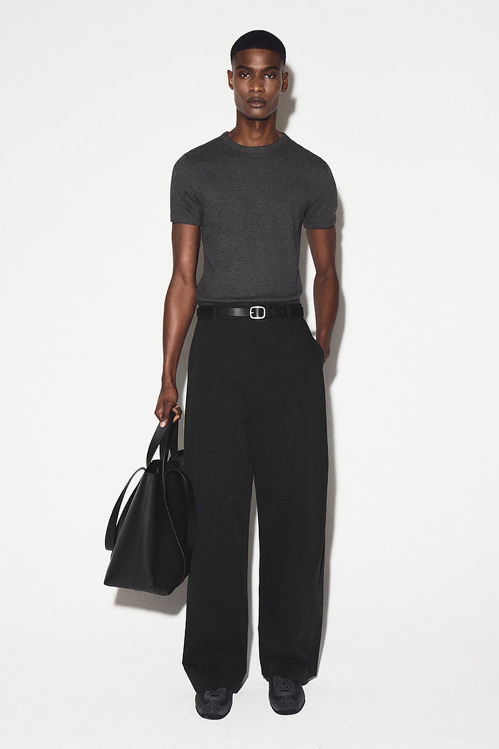 Cos 코스 슬림 리브드 코튼 티셔츠 차콜 [L] 상품이미지3