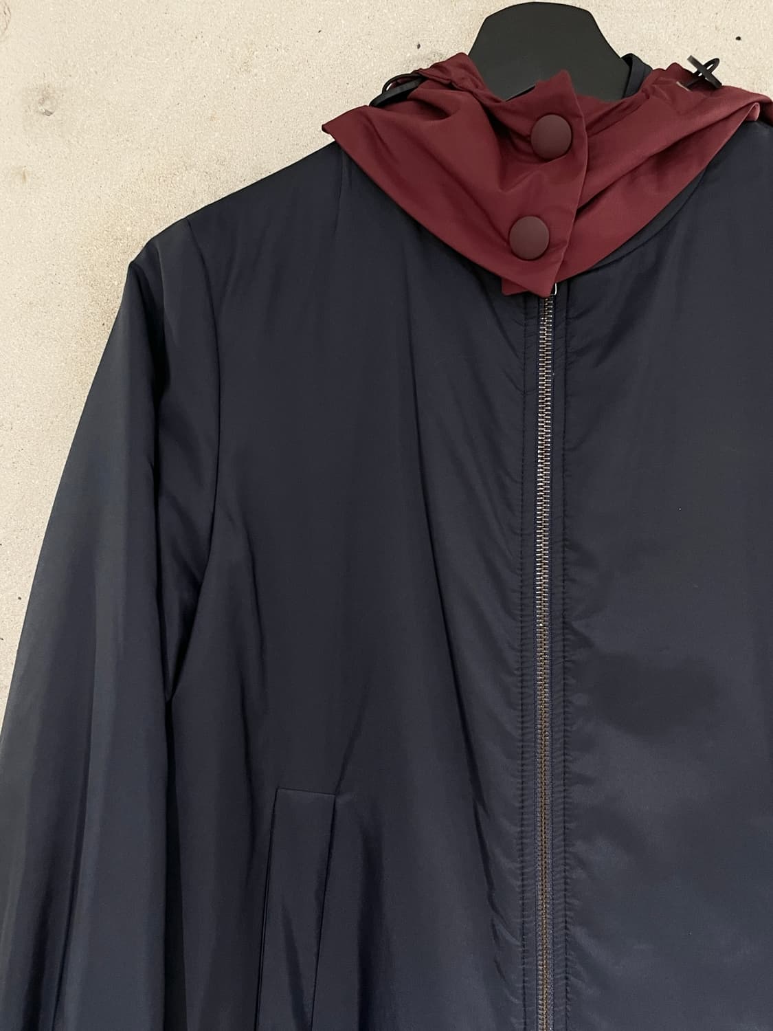 질샌더 네이비 배색 도킹 후디 롱 자켓 상품이미지2