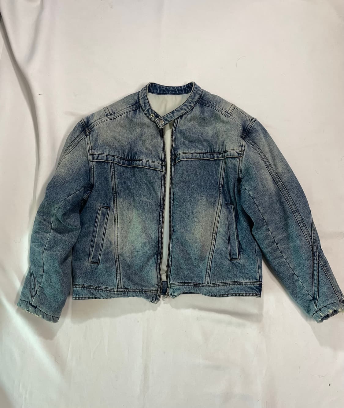 쿠어 페이딩 패디드 바이커 데님자켓 상품이미지4