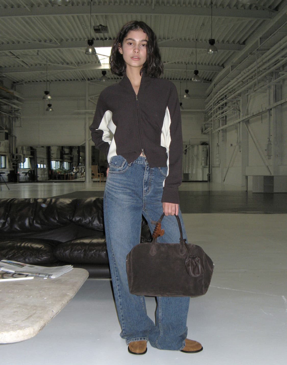 스튜디오테이블 CURVED TWO TONE WOOL ZIP-UP 상품이미지2