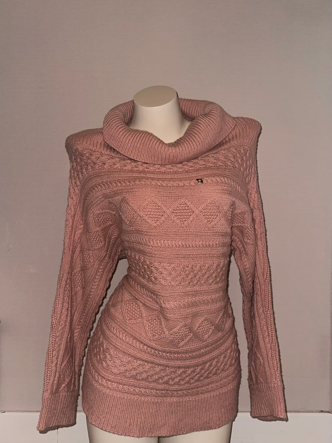 베이비핑크 빈티지 폴라 니트 미니 원피스 상품이미지1