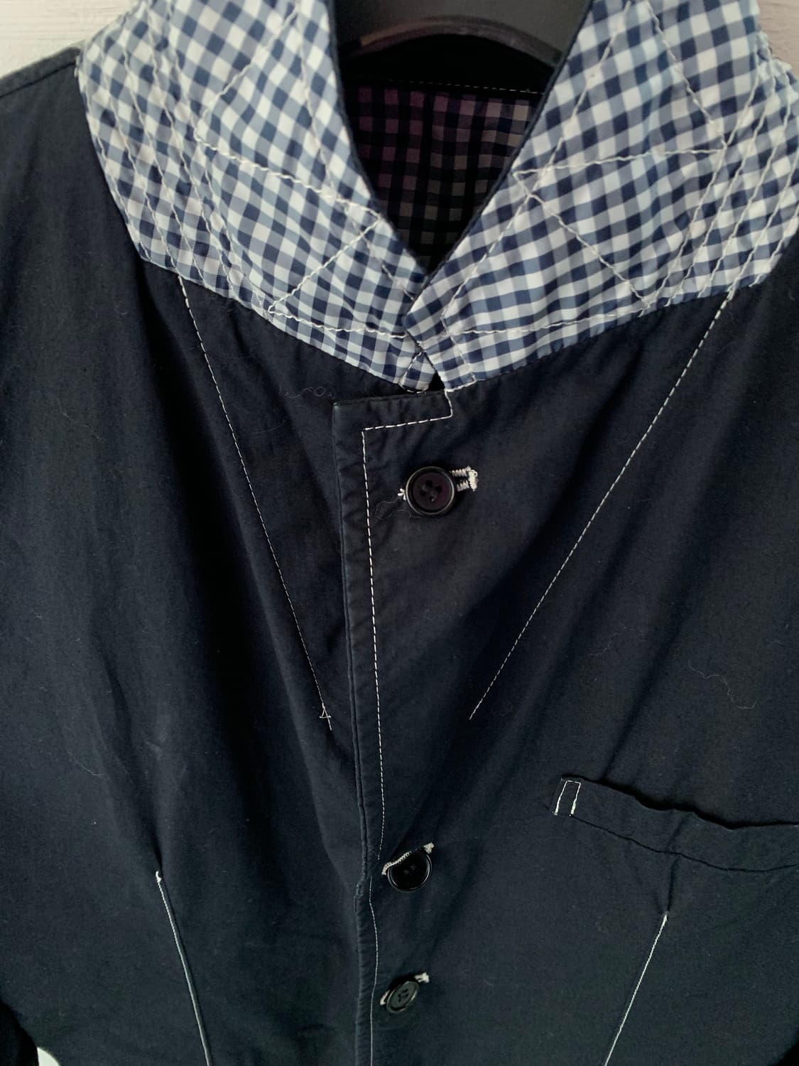 꼼데가르송 옴므 스티치 깅엄 자켓 s 상품이미지4
