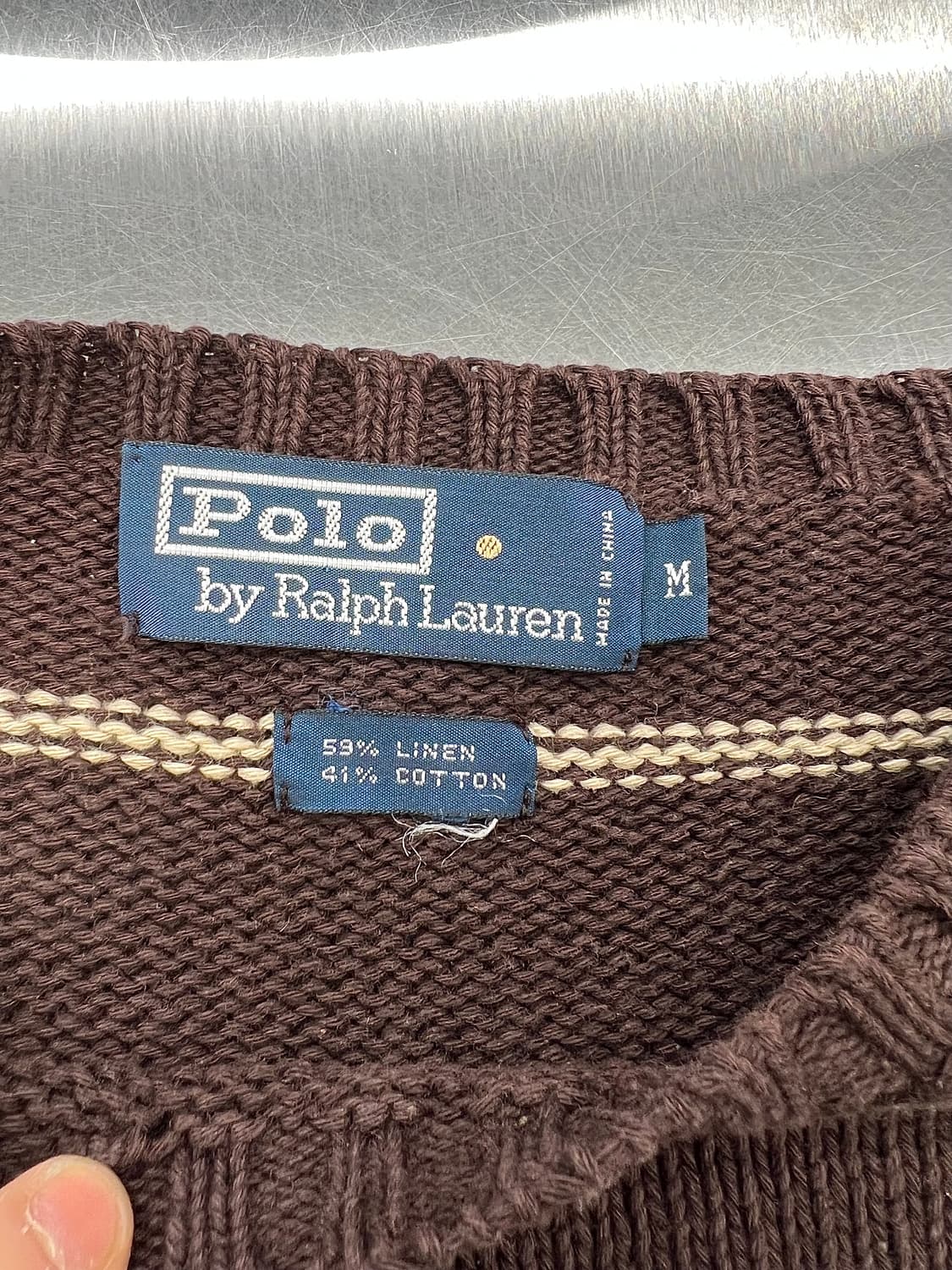 폴로 랄프로렌 브라운 스트라이프 라운드 코튼 니트 상품이미지7