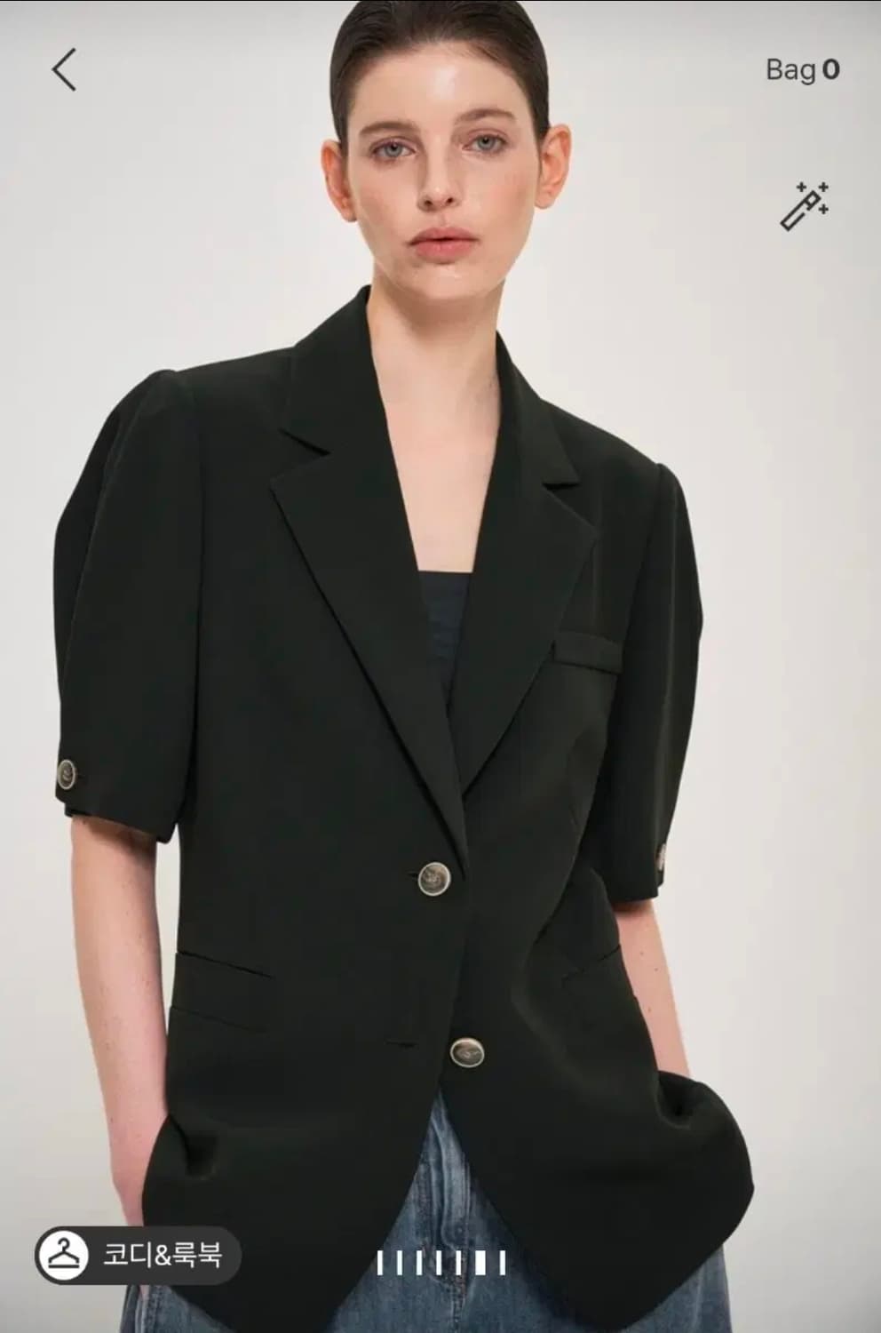 [오브제] 한섬 백 핀턱 하프 슬리브 자켓 24ss 블랙 상품이미지3