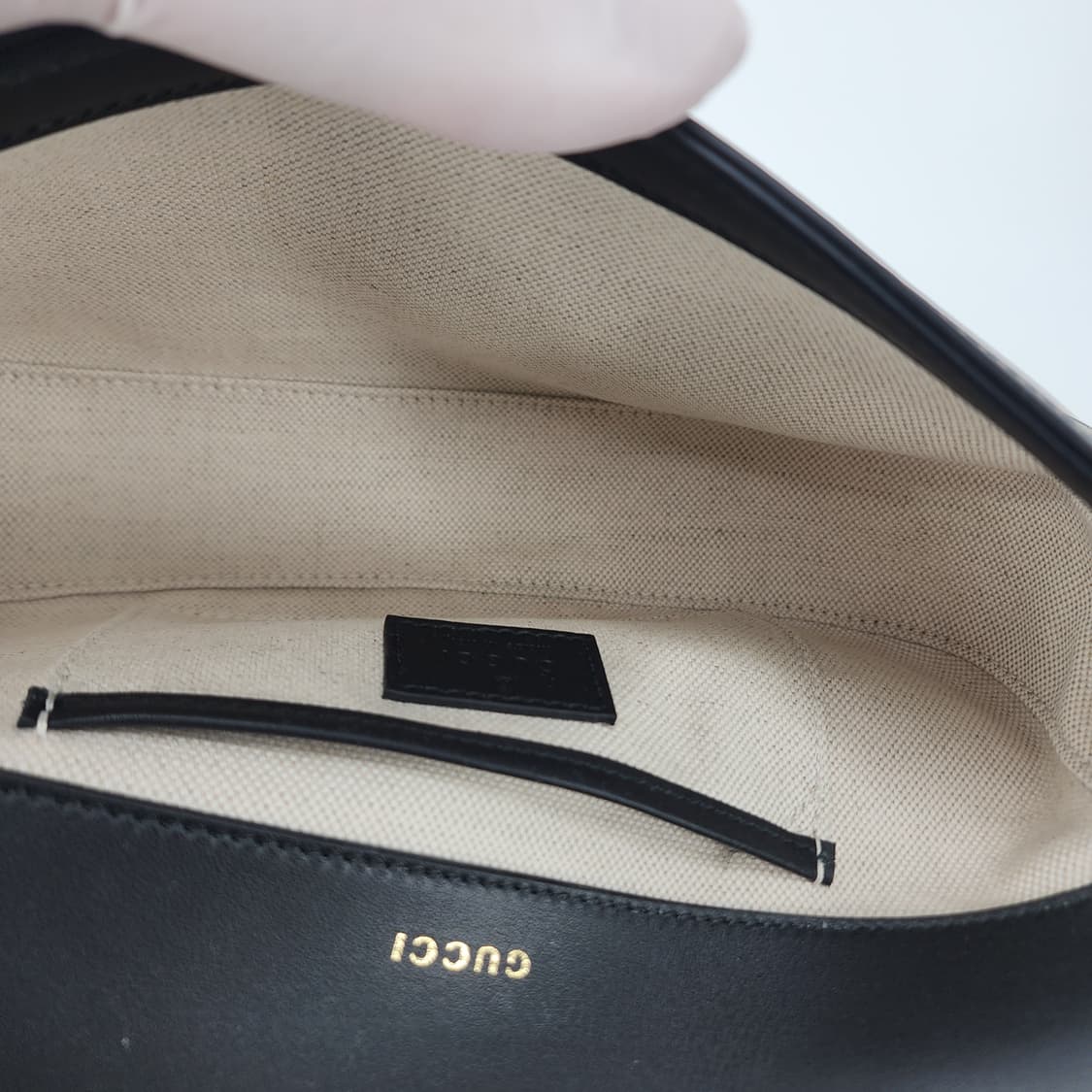 전시품급 구찌 홀스빗 1955 스몰 탑 핸들백 베이지 블랙 상품이미지9