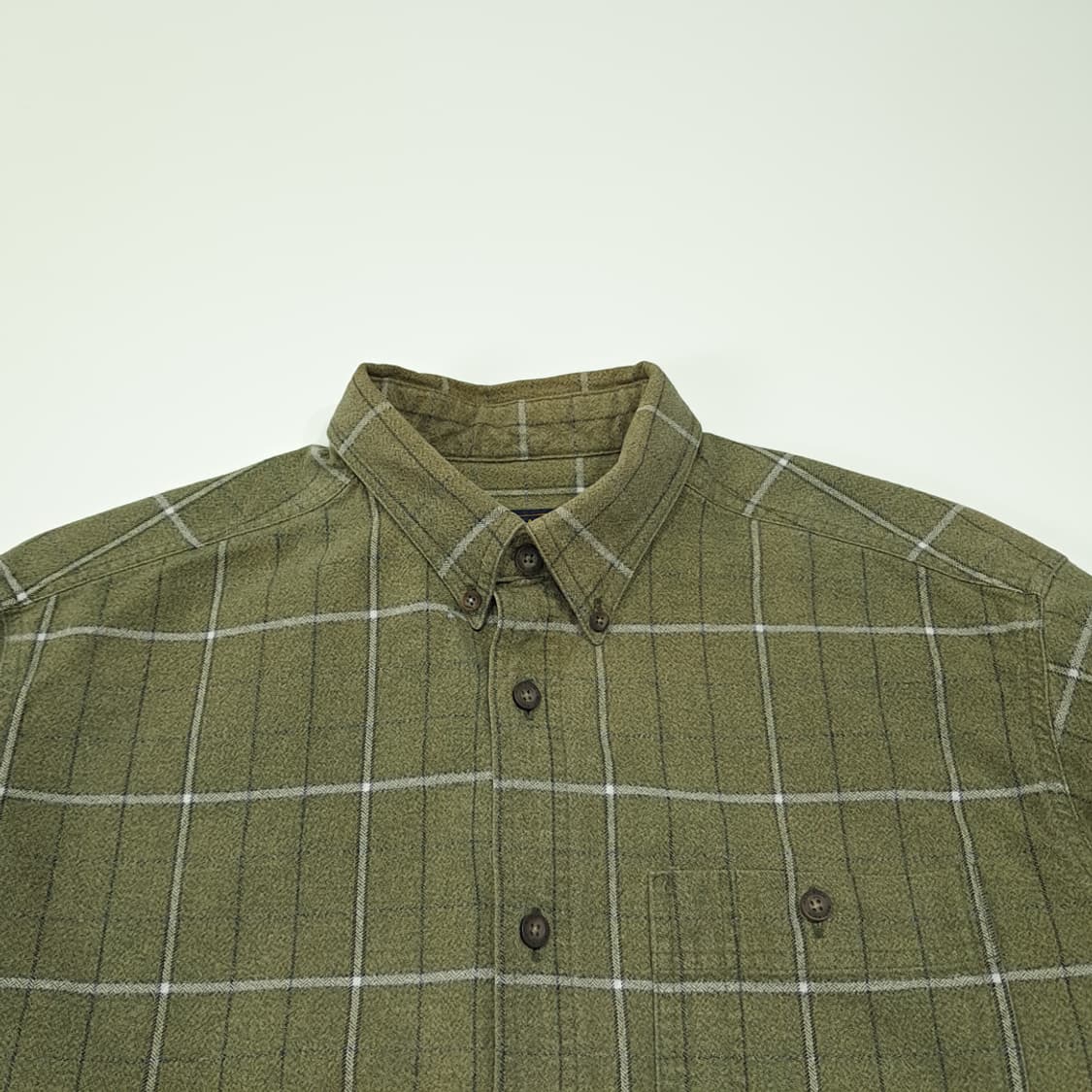 CL370 L 울리치 90s  윈도우페인 체크 올리브 버튼다운 셔츠 남 상품이미지2