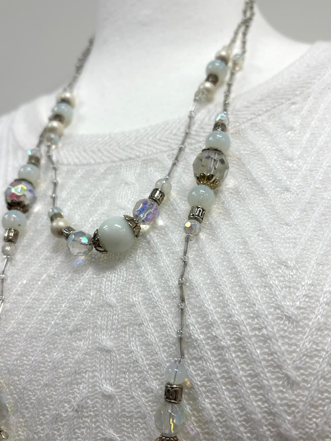 빈티지 화이트 오리엔탈 레이어드 목걸이 상품이미지2