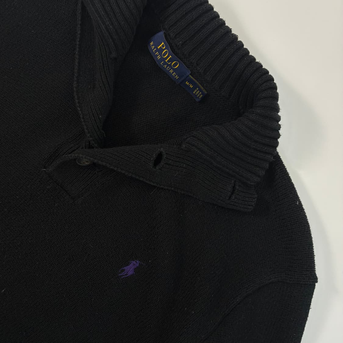 Polo  폴로 랄프로렌 자수 코튼 버튼업 블랙 니트  상품이미지4