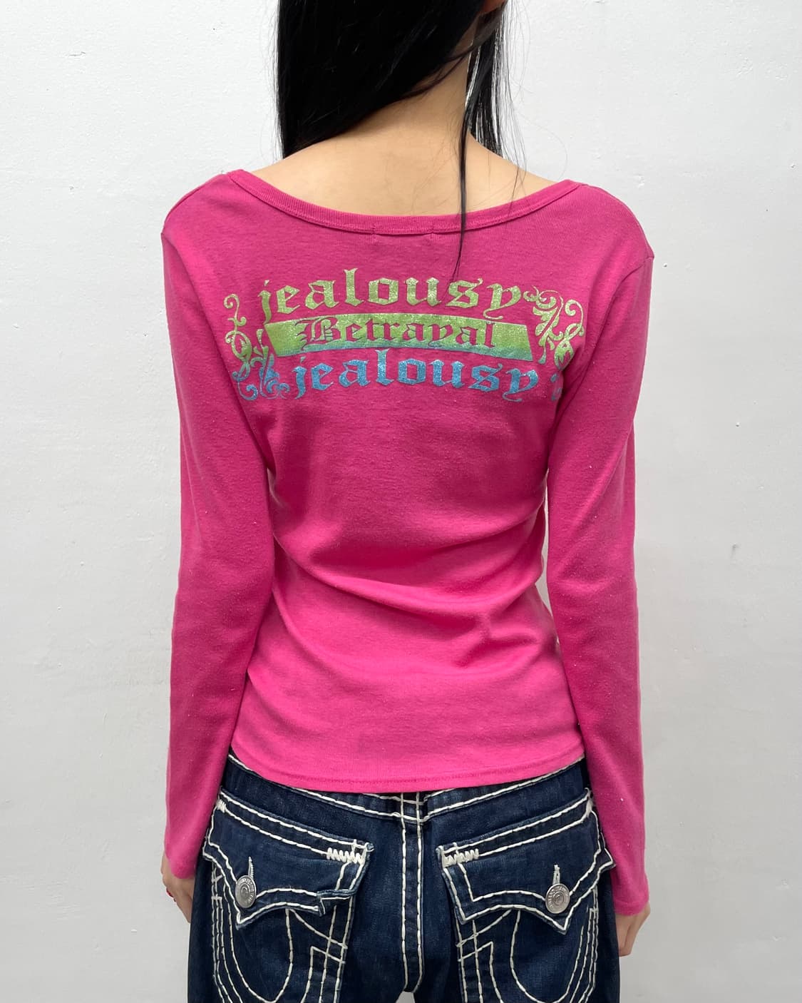 Mood Happy Skull Pink Long Sleeve 상품이미지5