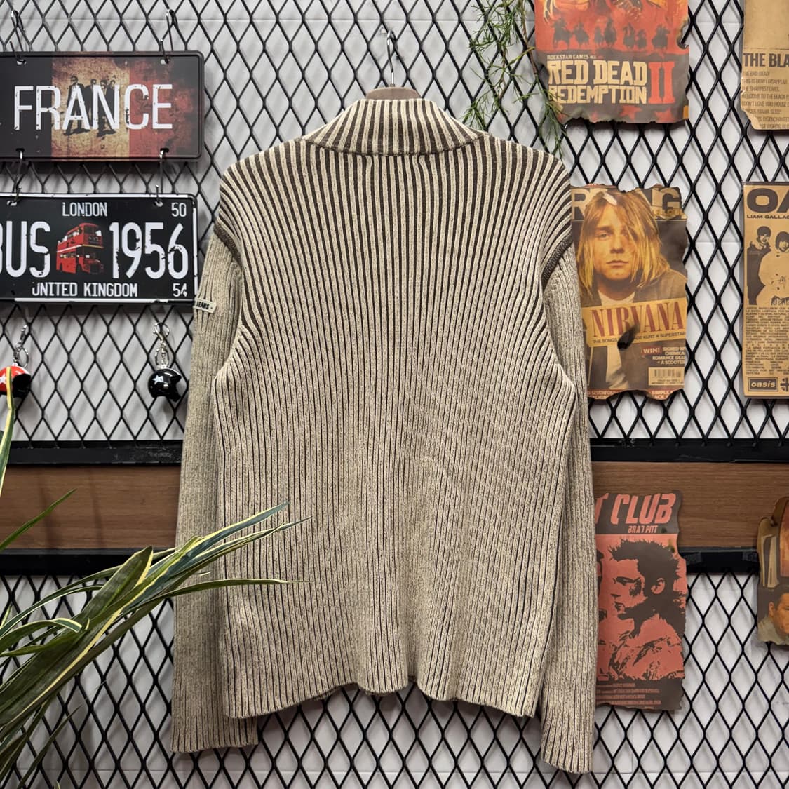 00s 캘빈클라인 진스 니트 집업 하이넥 사이드 레터링 포인트 베이지 상품이미지2