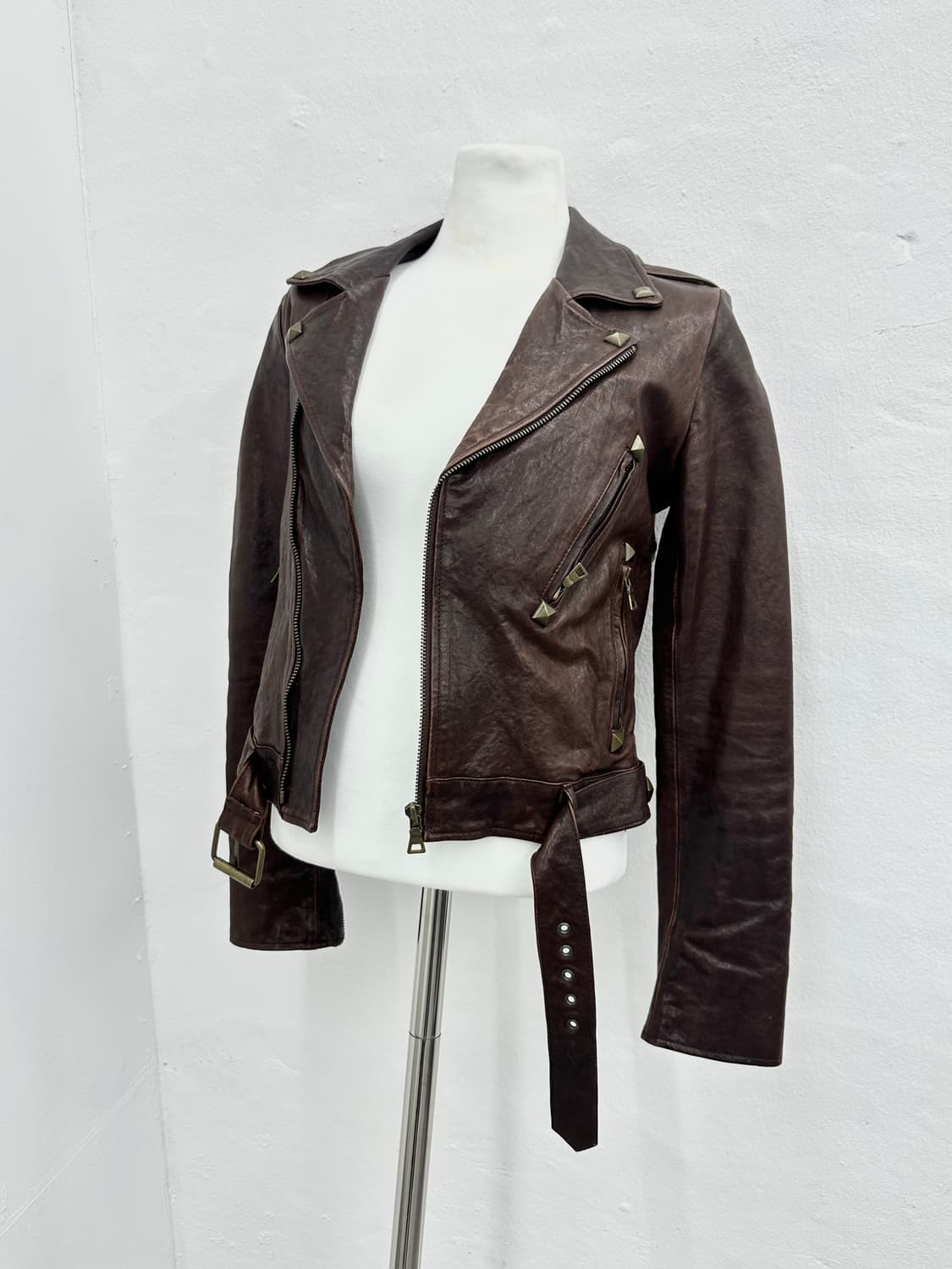 Lambs leather gold stud buttoned jacket 상품이미지7