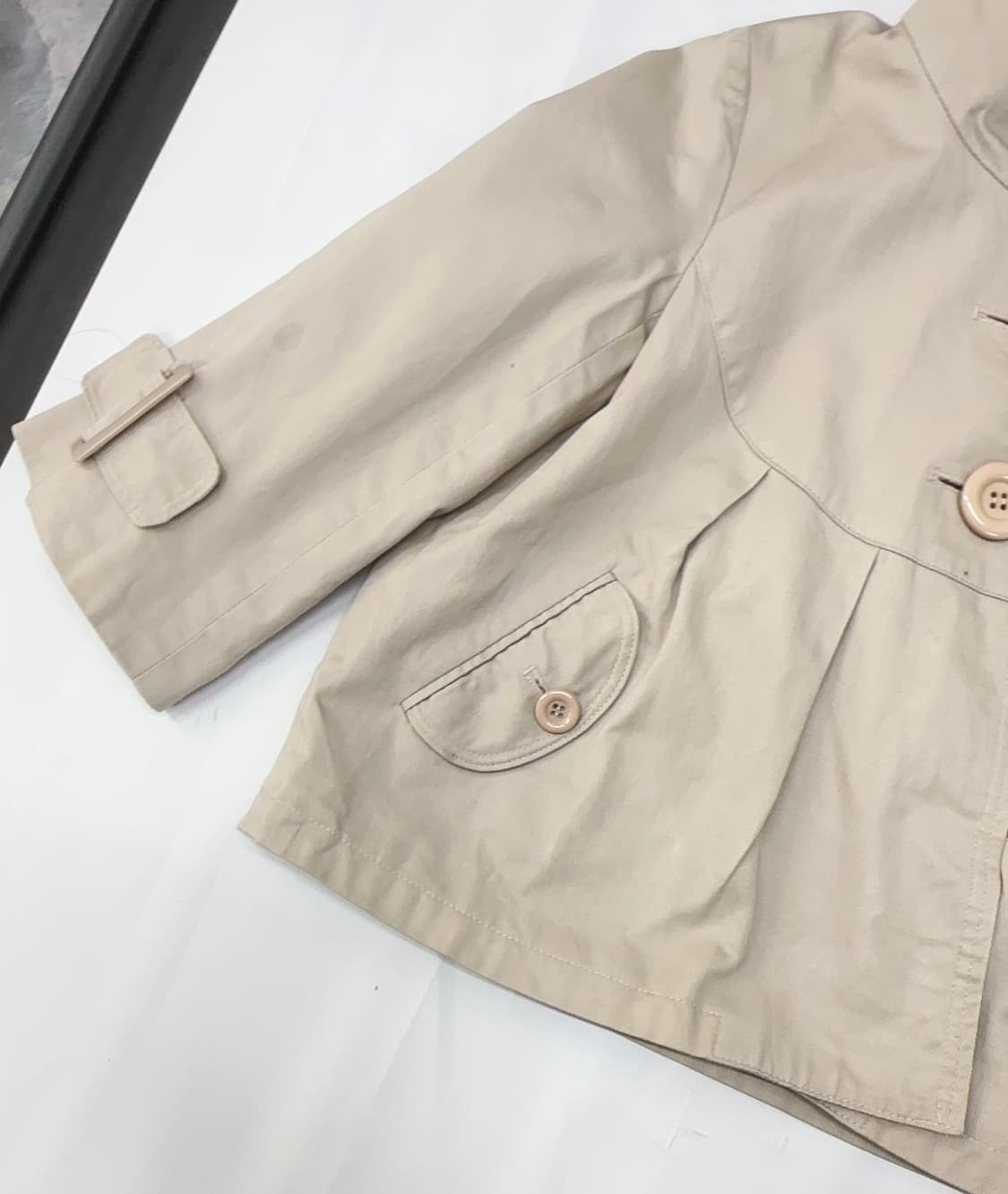 🤎쿠루미 하프 러블리 트렌치 코트🤎 7부 자켓 베이지 핀터 그런지 상품이미지5