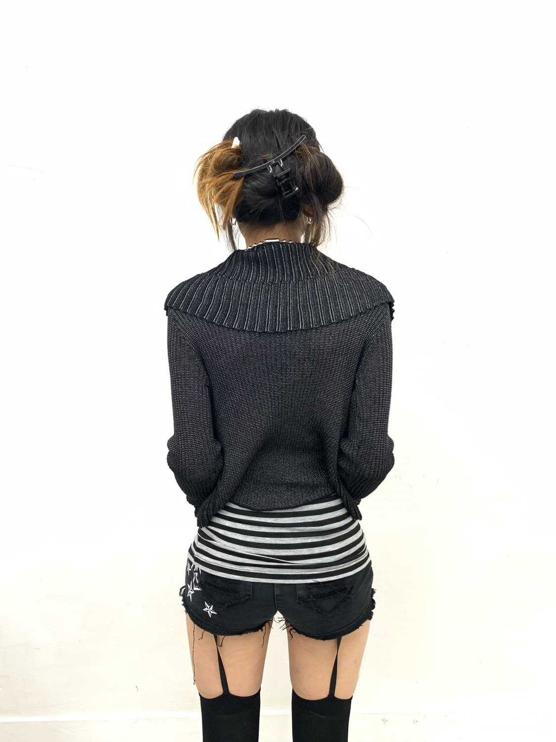 Pleated collar knit cardigan 상품이미지4