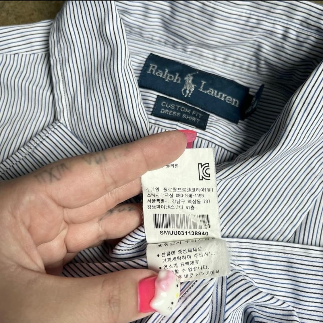 (정품) 폴로 파랑 스트라이프 반팔셔츠 상품이미지3