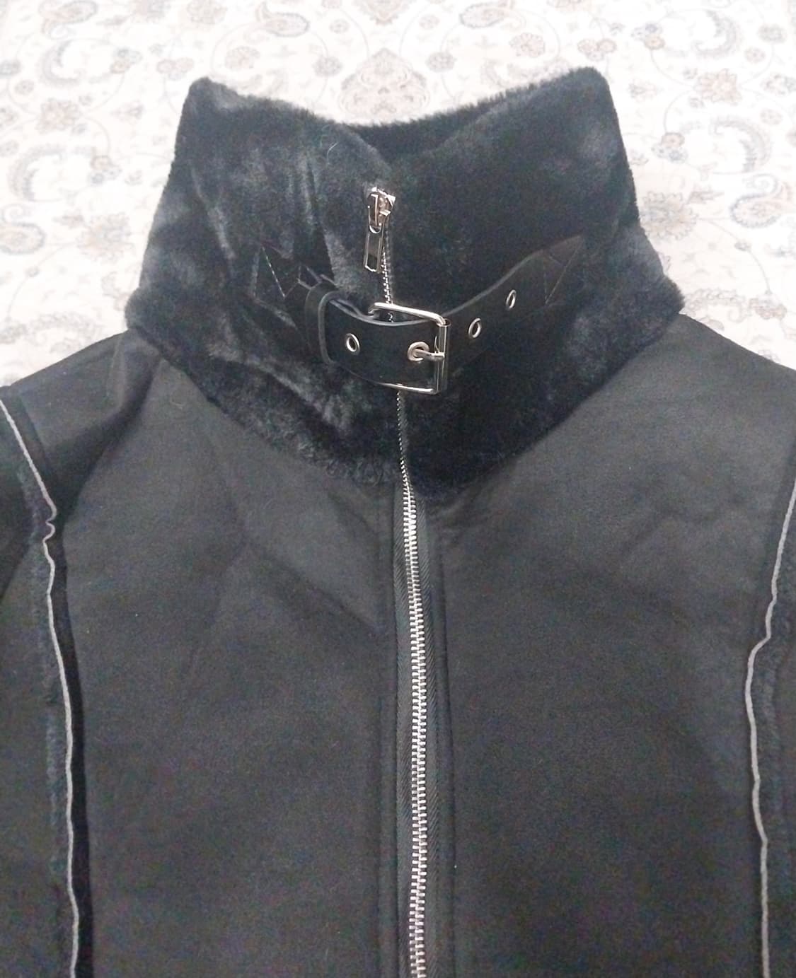 블랙 스웨이드 크롭 무스탕 자켓 상품이미지3