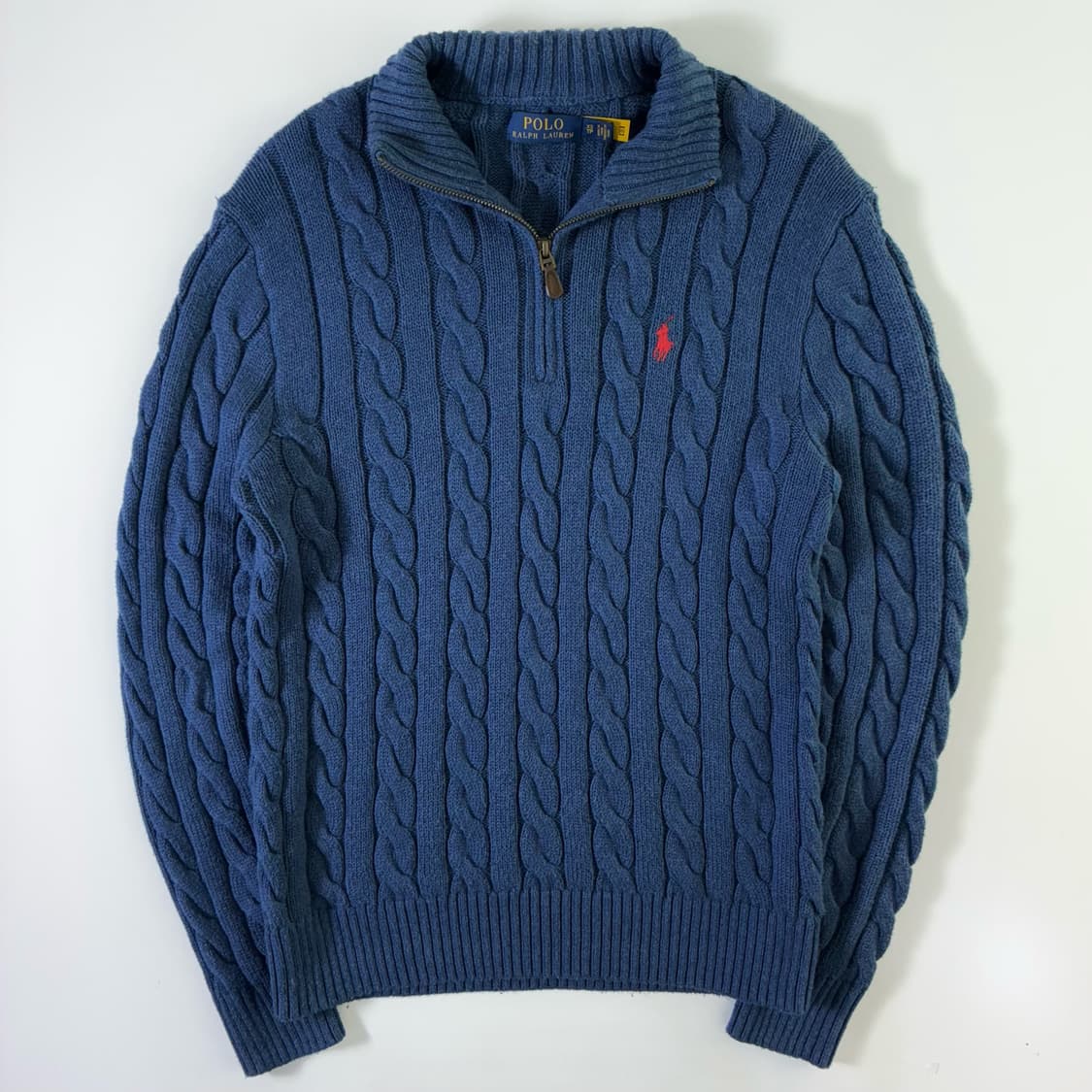 Polo  폴로 랄프로렌 자수 코튼 반집업 꽈배기 니트 상품이미지1
