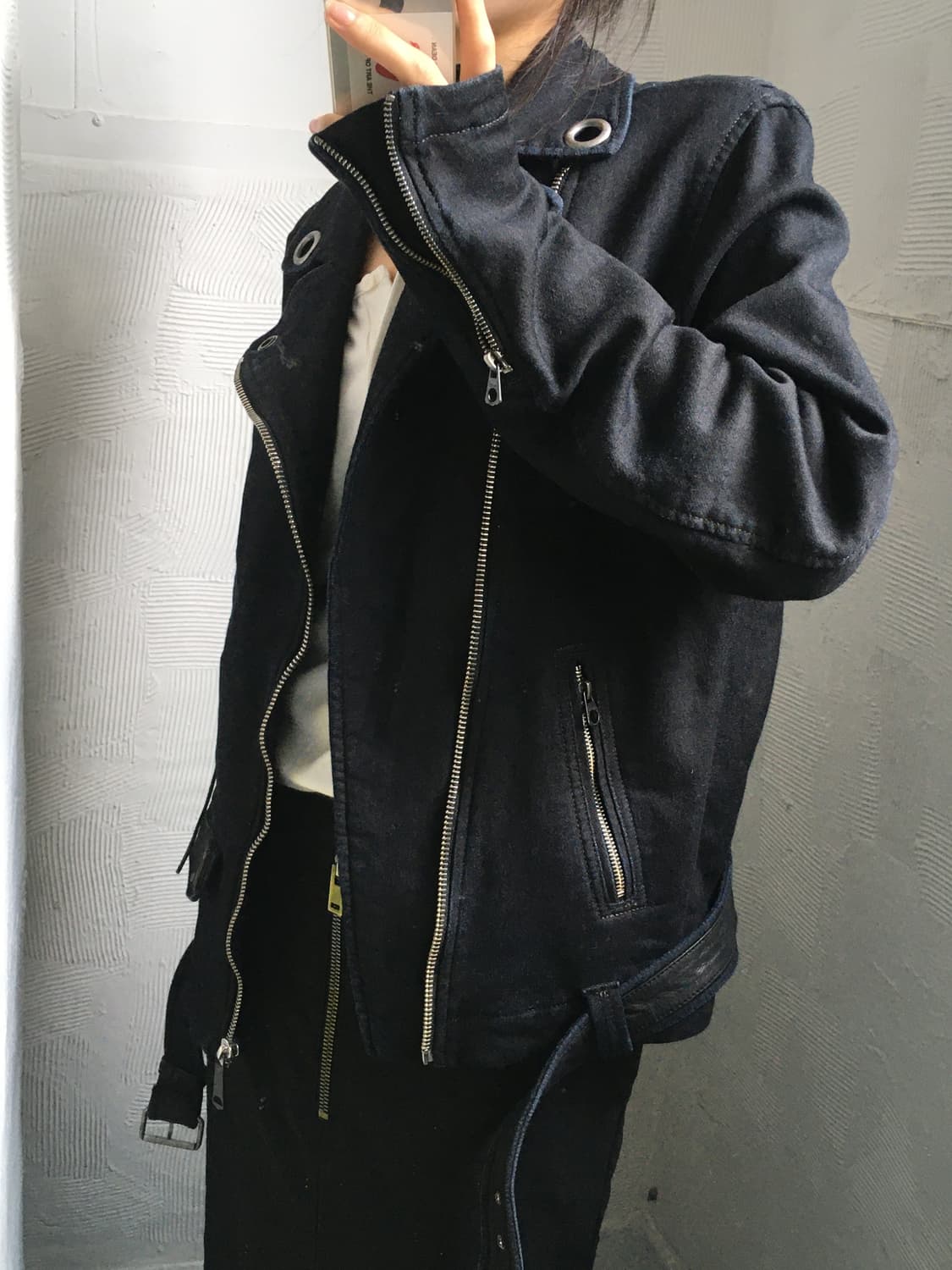 Diesel 디젤 블랙 코튼 라이더 자켓 상품이미지4