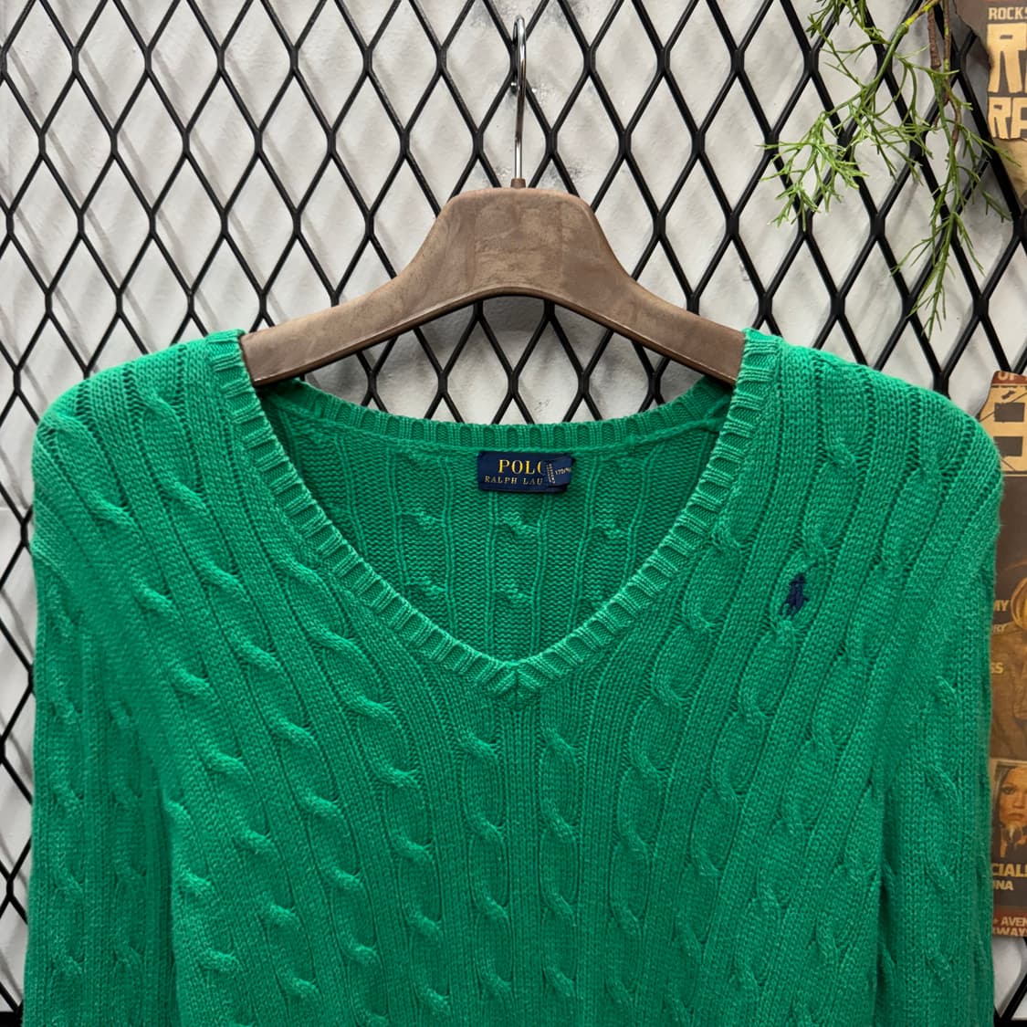 폴로 랄프로렌 케이블 니트 네이비 포니 로고 포인트 라이트 그린 상품이미지3
