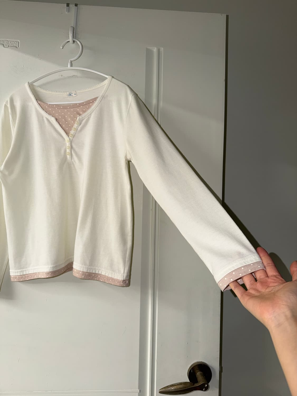 일본빈티지 핑크도트 레이어드 롱슬리브 상품이미지5