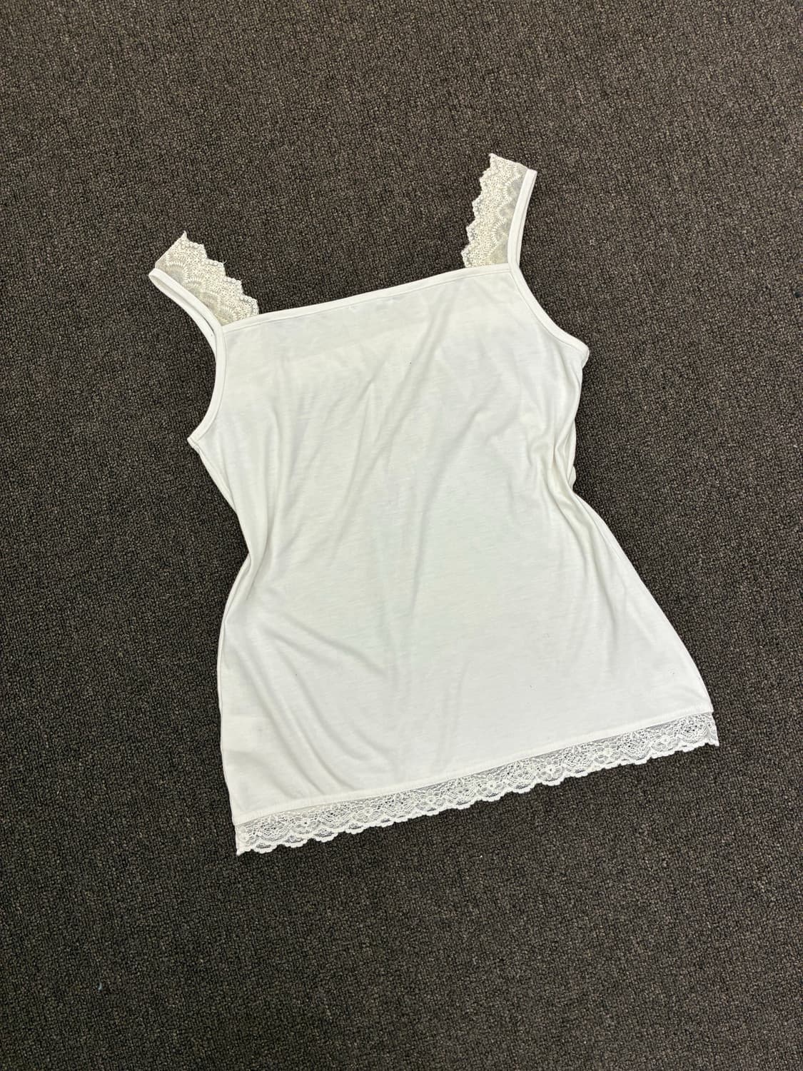 L)Japanese vintage 여성 레이스 디테일 화이트 나시 상품이미지6