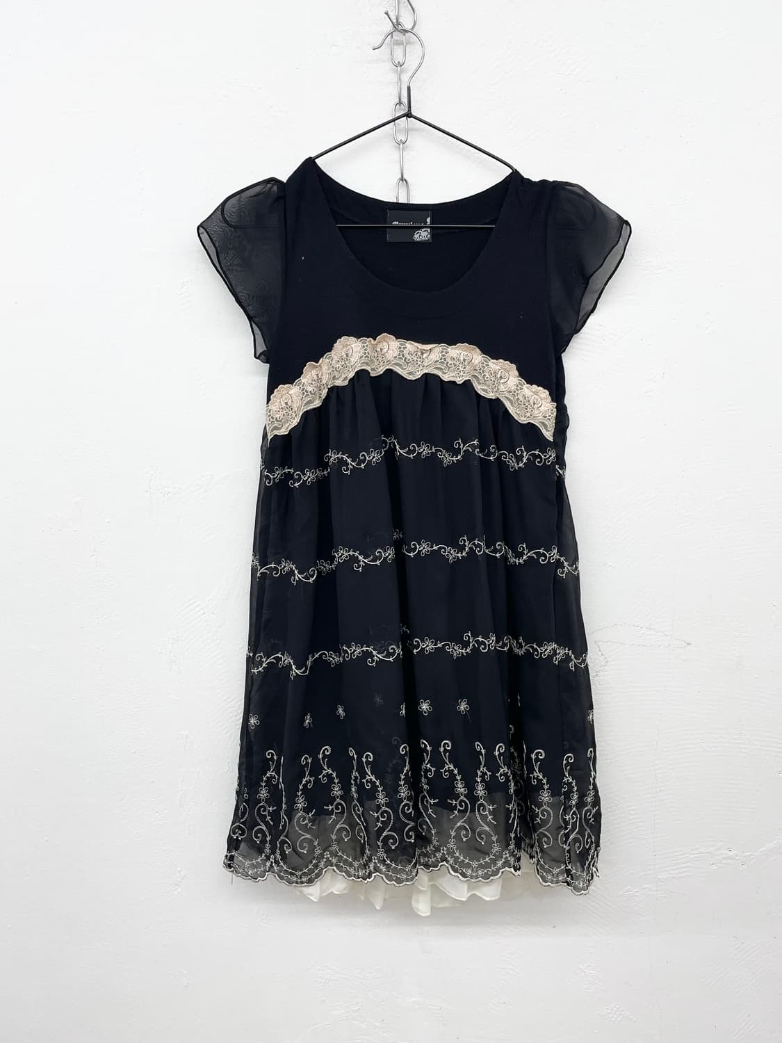블랙 엔틱 자수 시어 원피스 상품이미지4