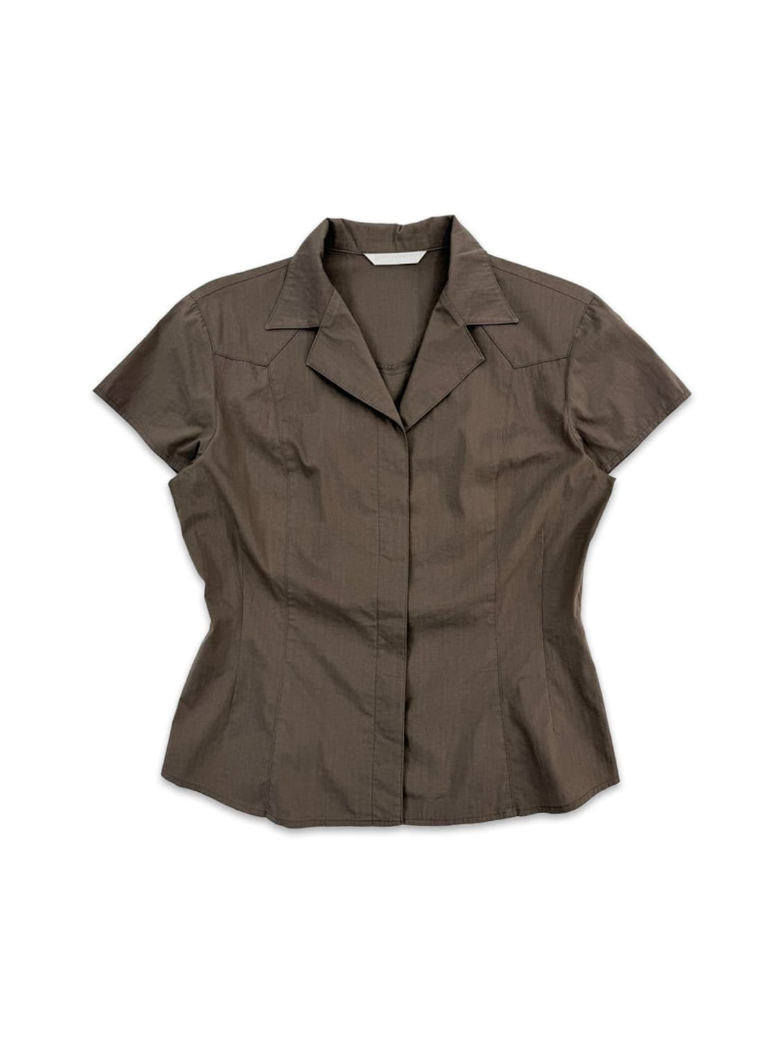 빈티지 브라운 캡소매 라인 셔츠 상품이미지1