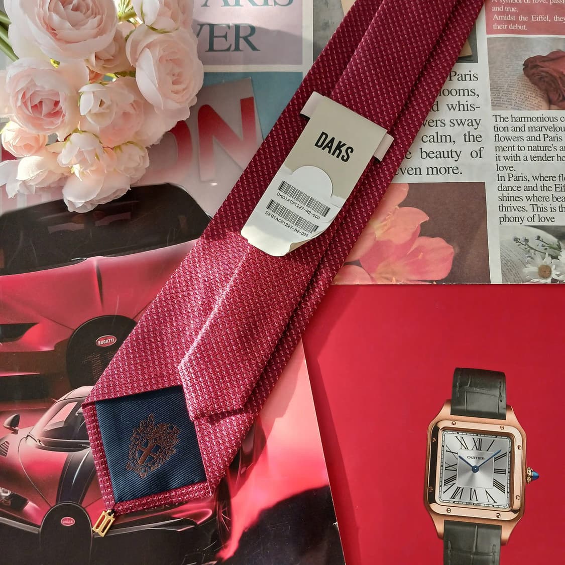 닥스 실크혼방 버건디 자카드 로고 넥타이 8.1cm 새상품 A18894
 상품이미지4