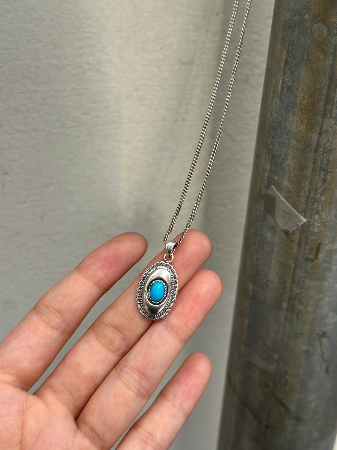 Turquoise Shield Oval 925Silver Necklac  상품이미지3