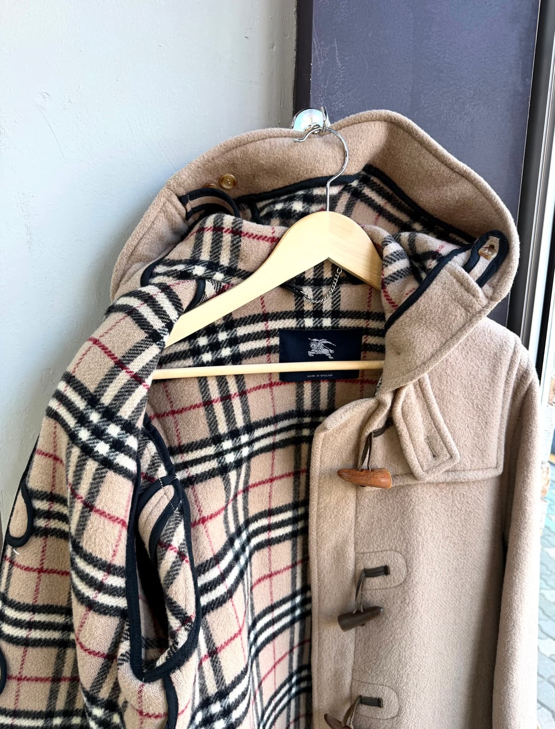 55~66/ 버버리 노바체크 포인트 떡볶이 울코트 상품이미지6