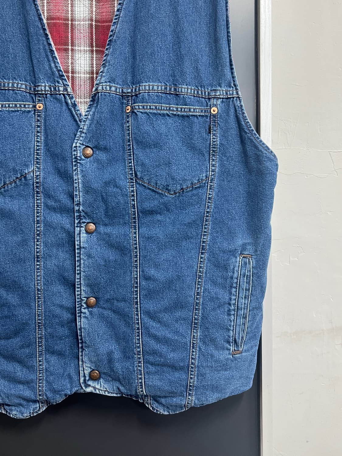 90s Levis USA 리버시블 체크 데님 웨스턴 베스트  상품이미지2