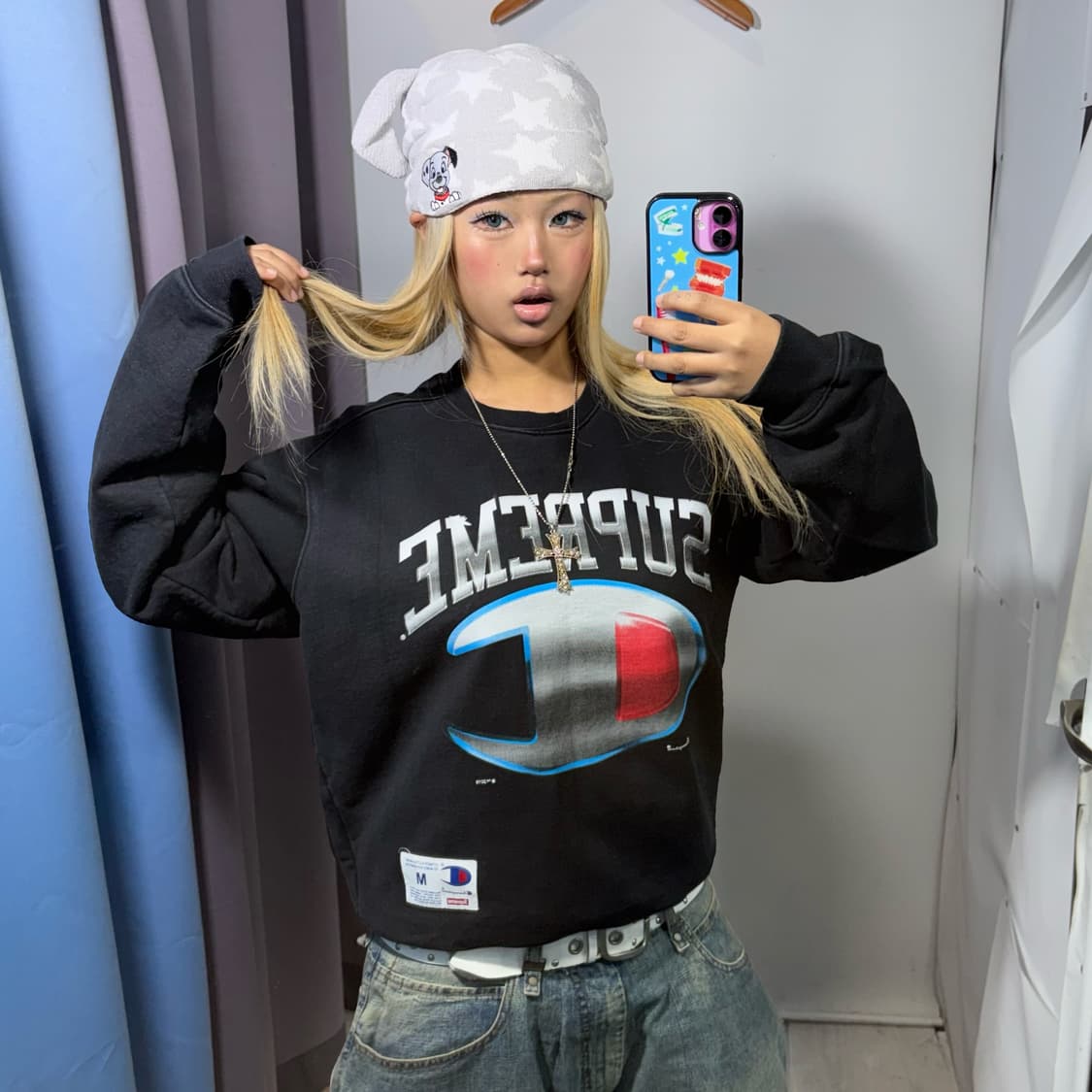 슈프림 X 챔피온 2019 컬렉션 크롬 크루넥 상품이미지2