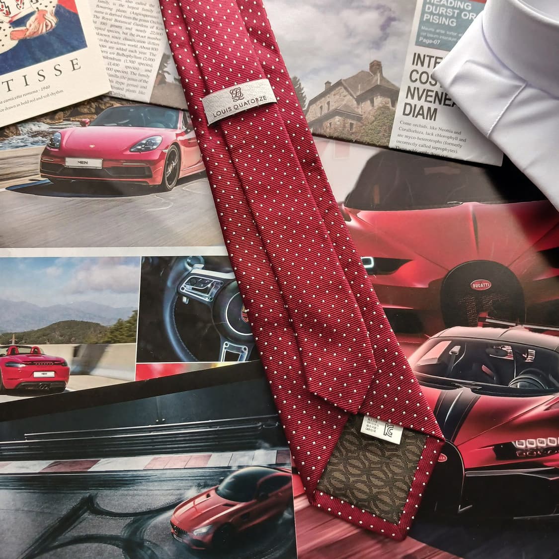 루이까또즈 실크 버건디 도트 슬림 넥타이 7.6cm A+등급 A18589 상품이미지4